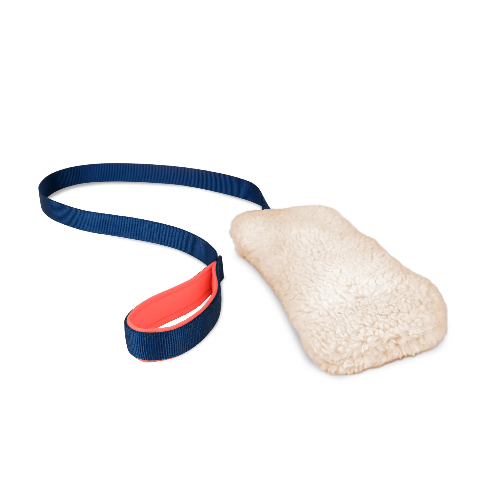 Coachi Chase & Crinkle Toy for Dogs - Navy, Coral & Faux Lambswool - Image 2