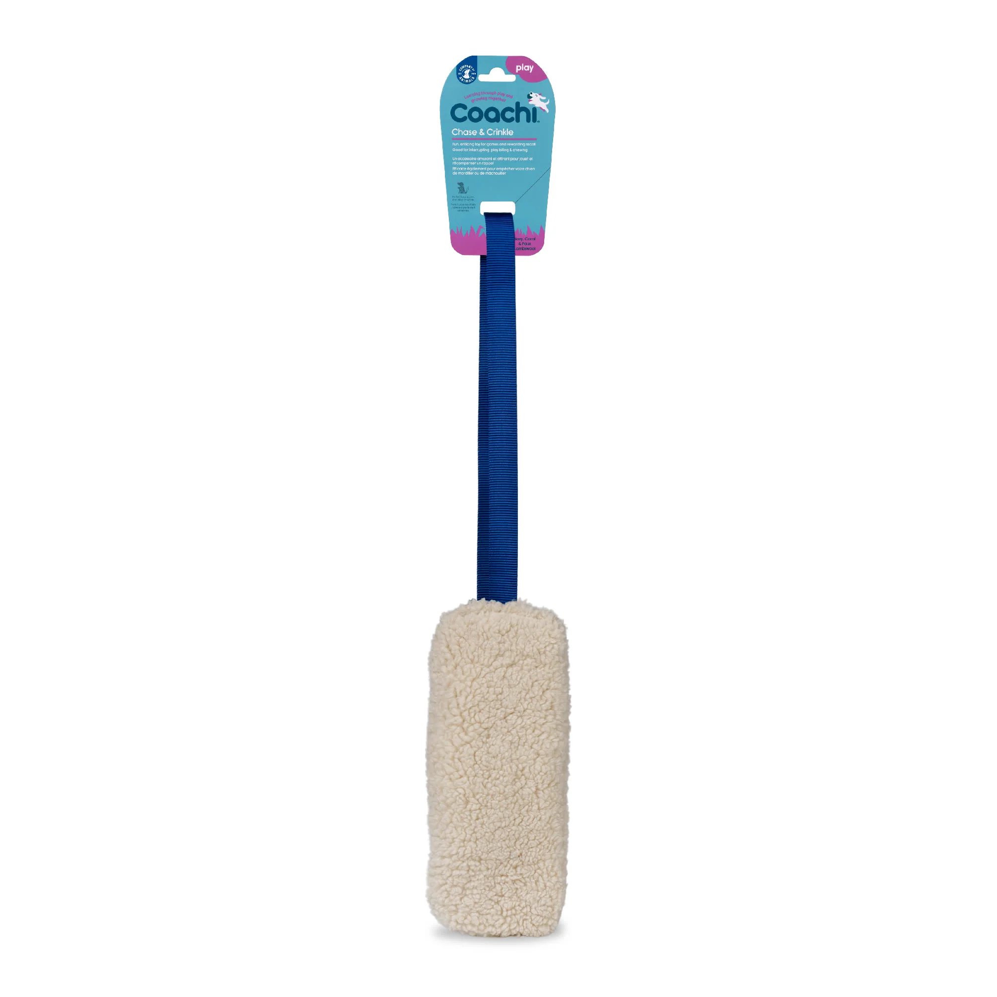 Coachi Chase & Crinkle Toy for Dogs - Navy, Coral & Faux Lambswool - Image 3