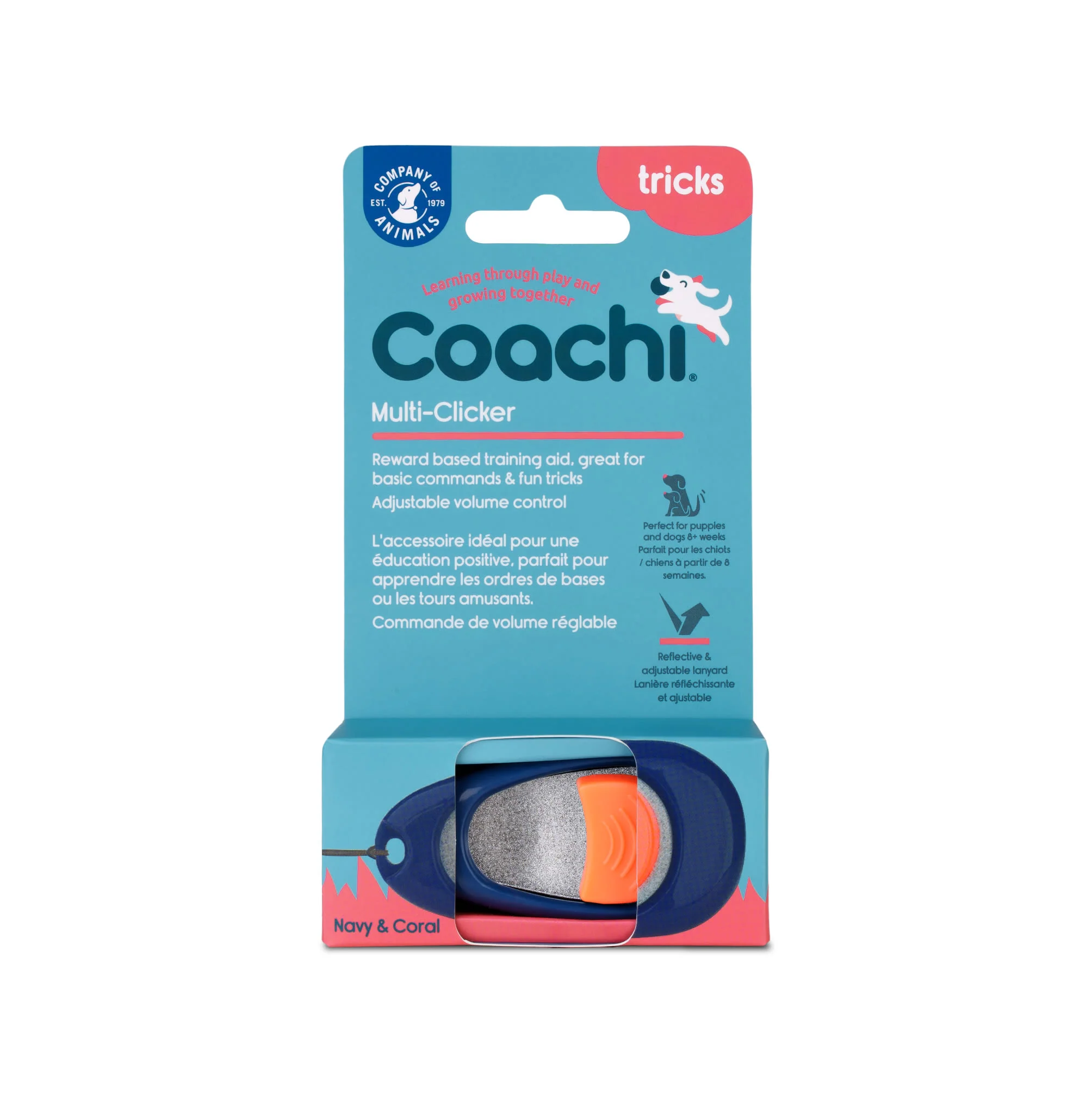 Coachi Multi-Clicker for Dogs - Navy & Coral - Image 3