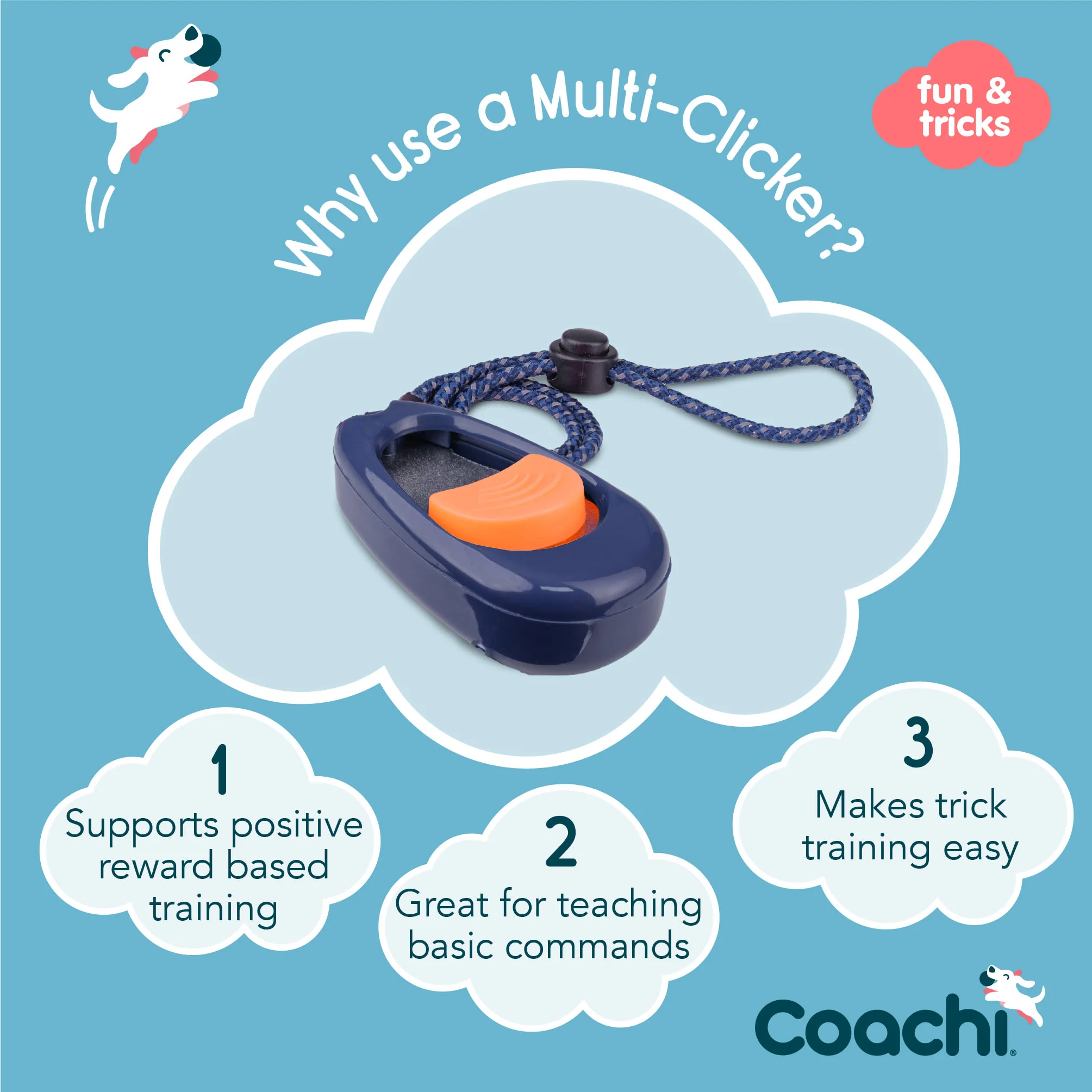 Coachi Multi-Clicker for Dogs - Navy & Coral - Image 4