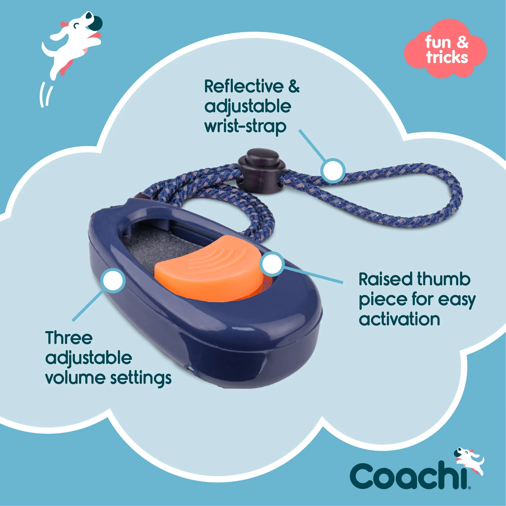 Coachi Multi-Clicker for Dogs - Navy & Coral - Image 5