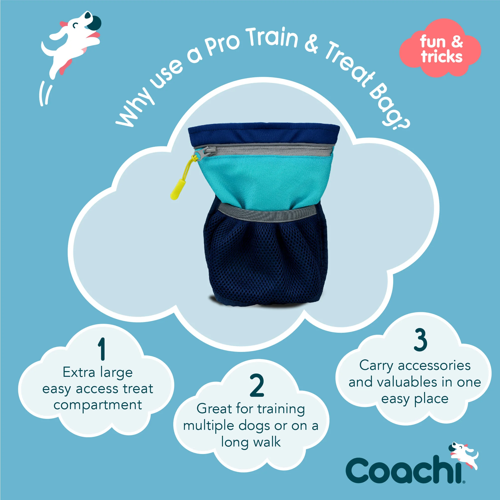 Coachi Pro Train & Treat Bag for Dogs - Navy & Light Blue - Image 3