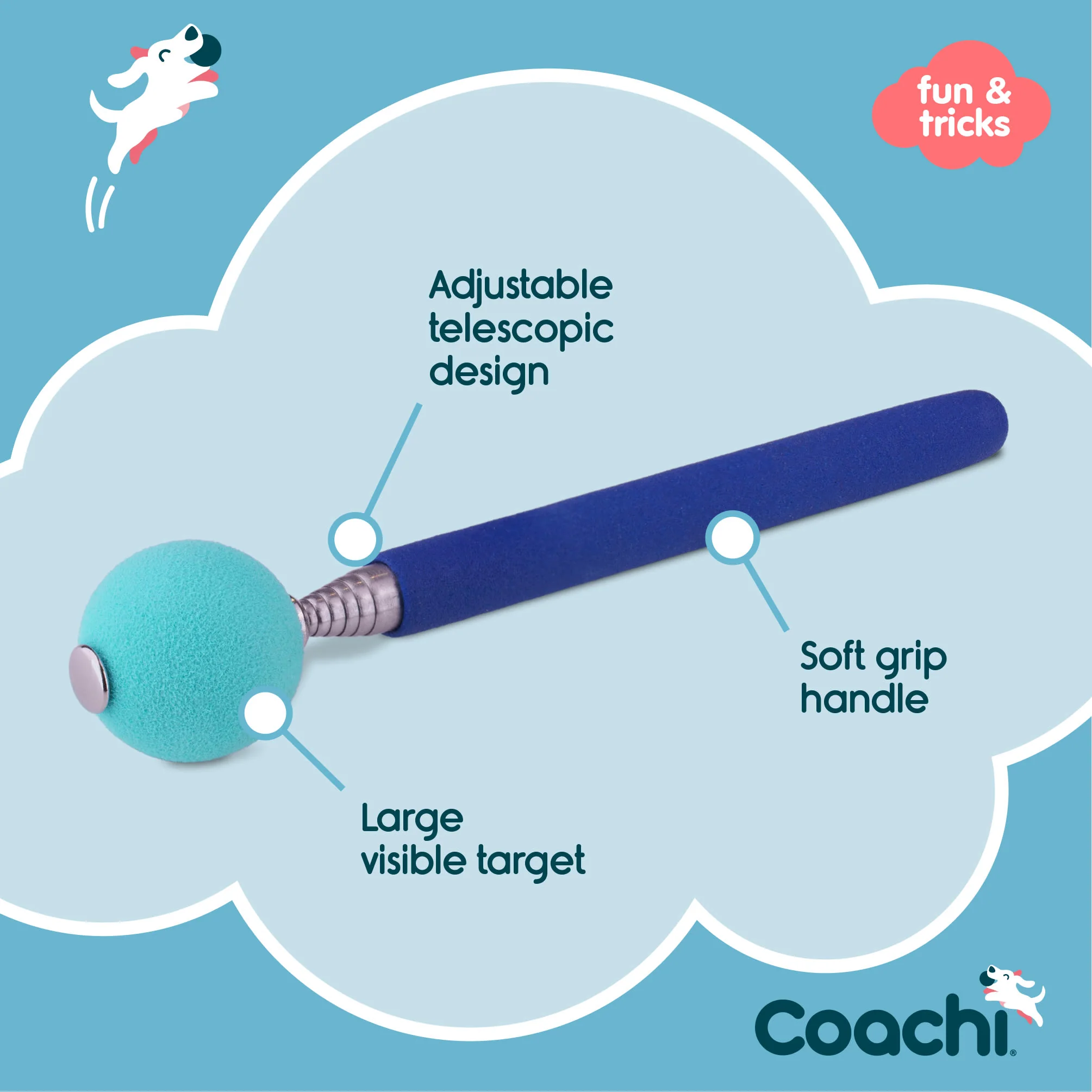 Coachi Target Stick for Dogs - Navy & Light Blue - Image 5