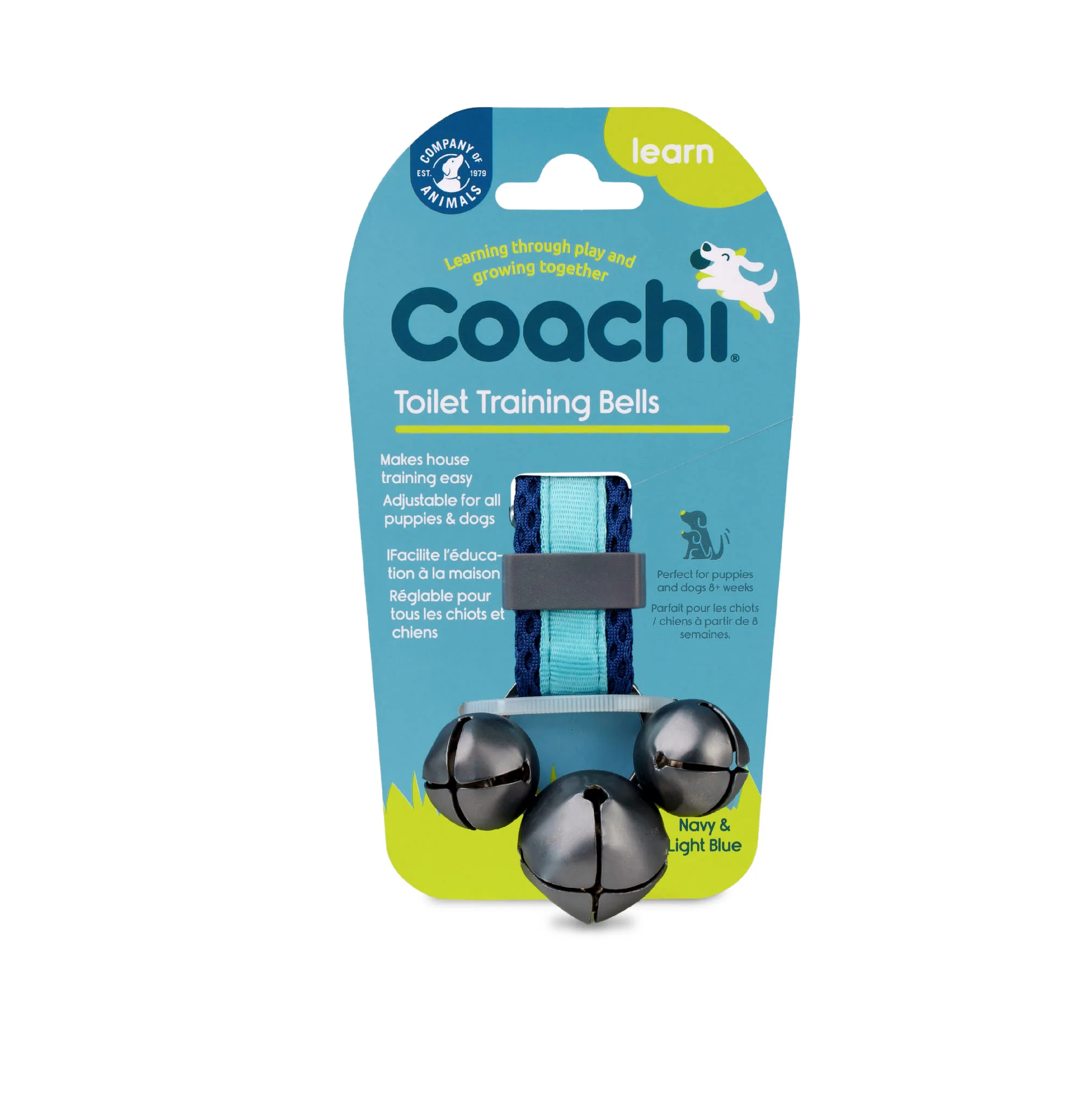 Coachi Toilet Training Bells for Dogs - Navy & Light Blue - Image 3
