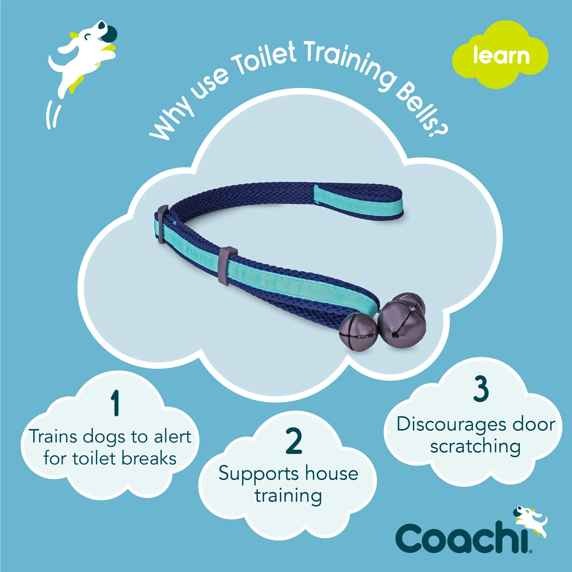 Coachi Toilet Training Bells for Dogs - Navy & Light Blue - Image 4