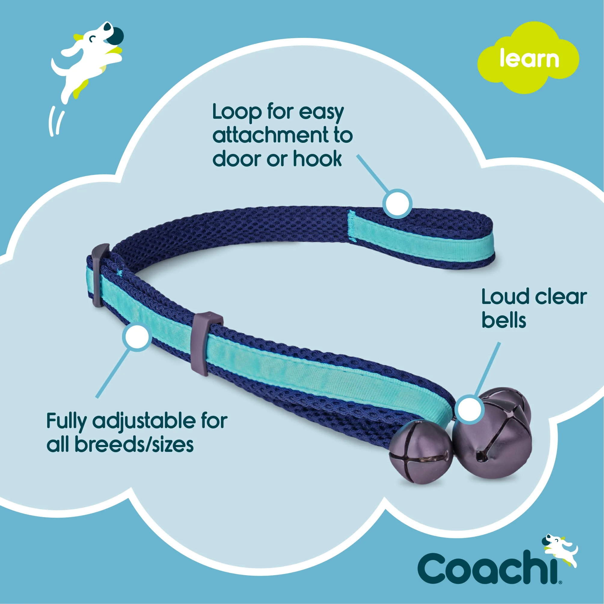 Coachi Toilet Training Bells for Dogs - Navy & Light Blue - Image 5