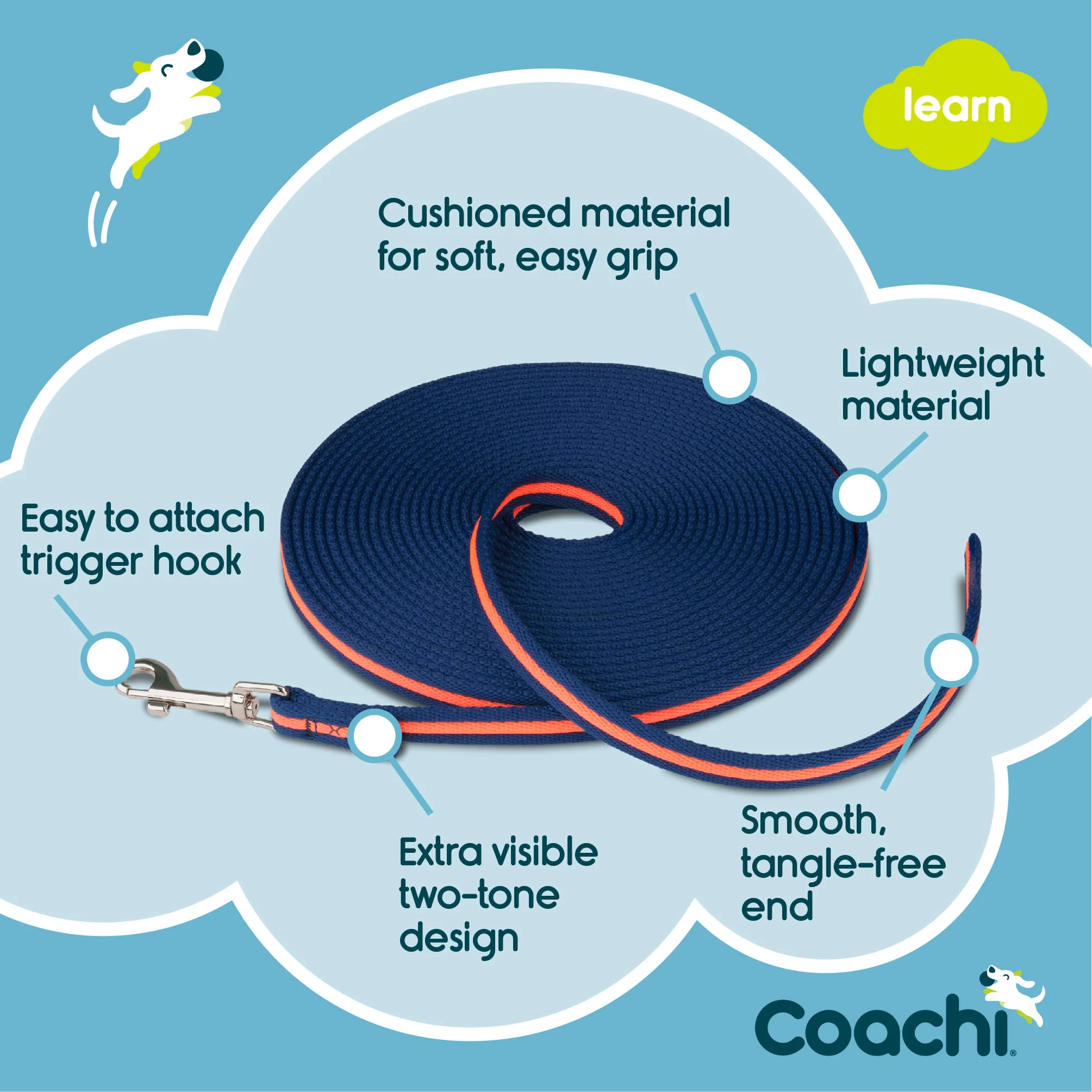 Coachi Training Line for Dogs - Navy & Coral - Image 5