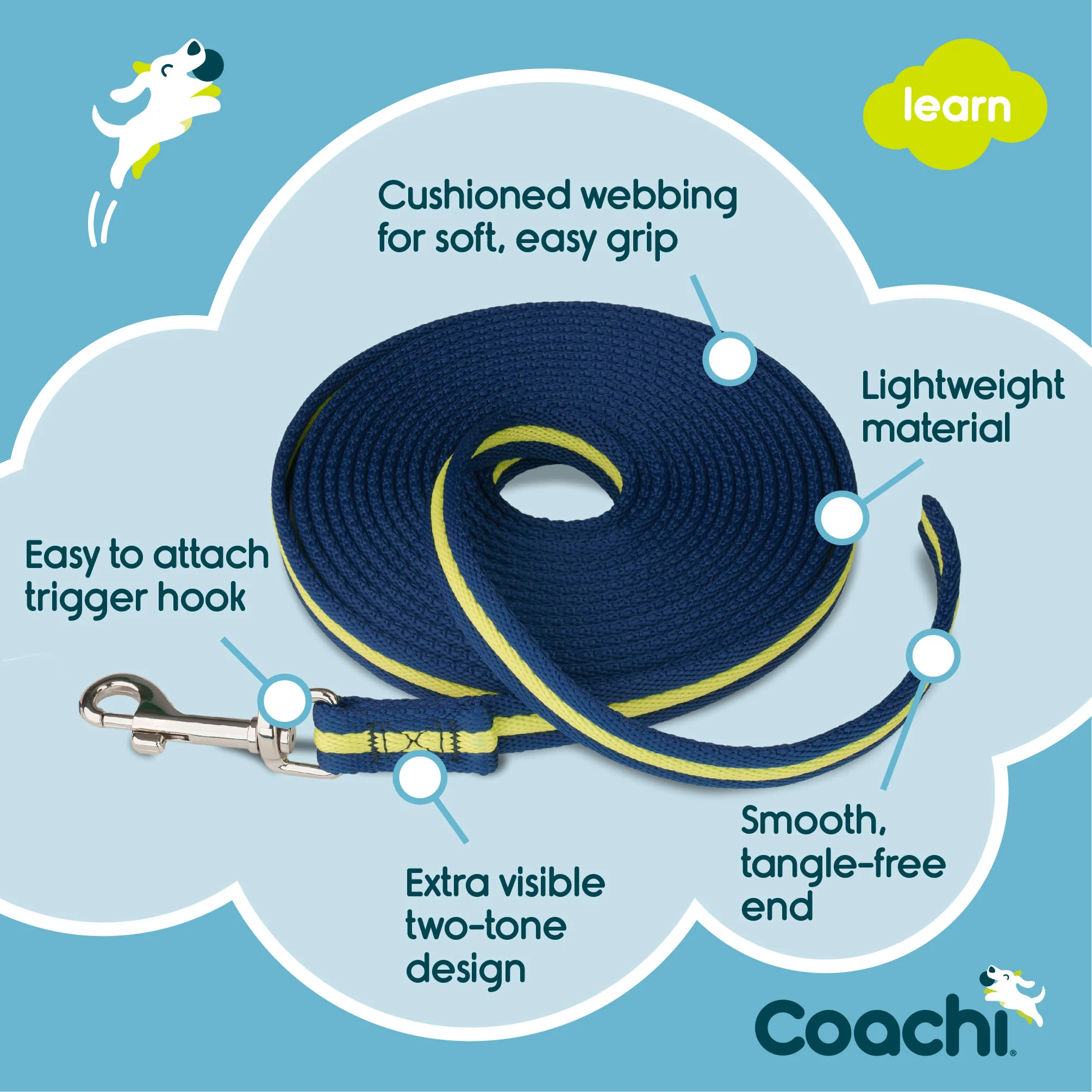 Coachi Training Line for Dogs - Navy & Lime - Image 5