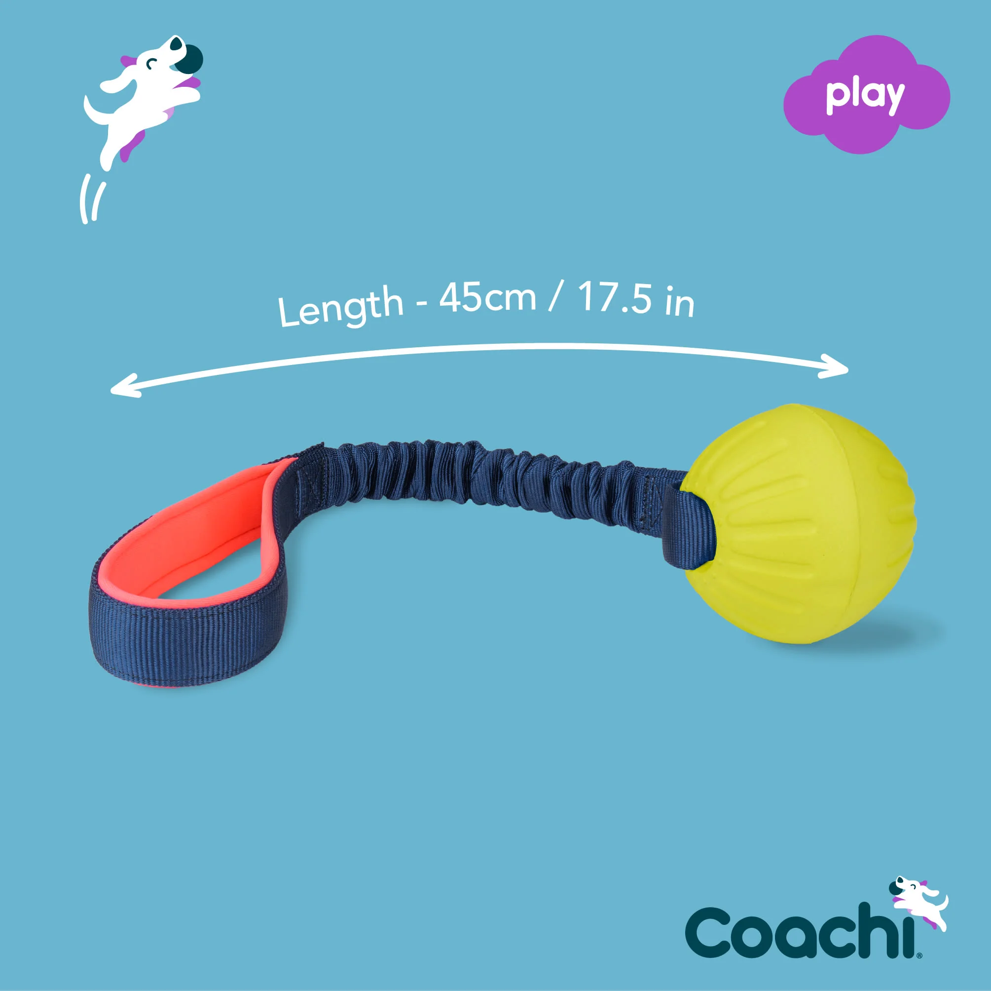 Coachi Tuggi Ball Toy for Dogs - Navy, Coral & Lime - Image 6
