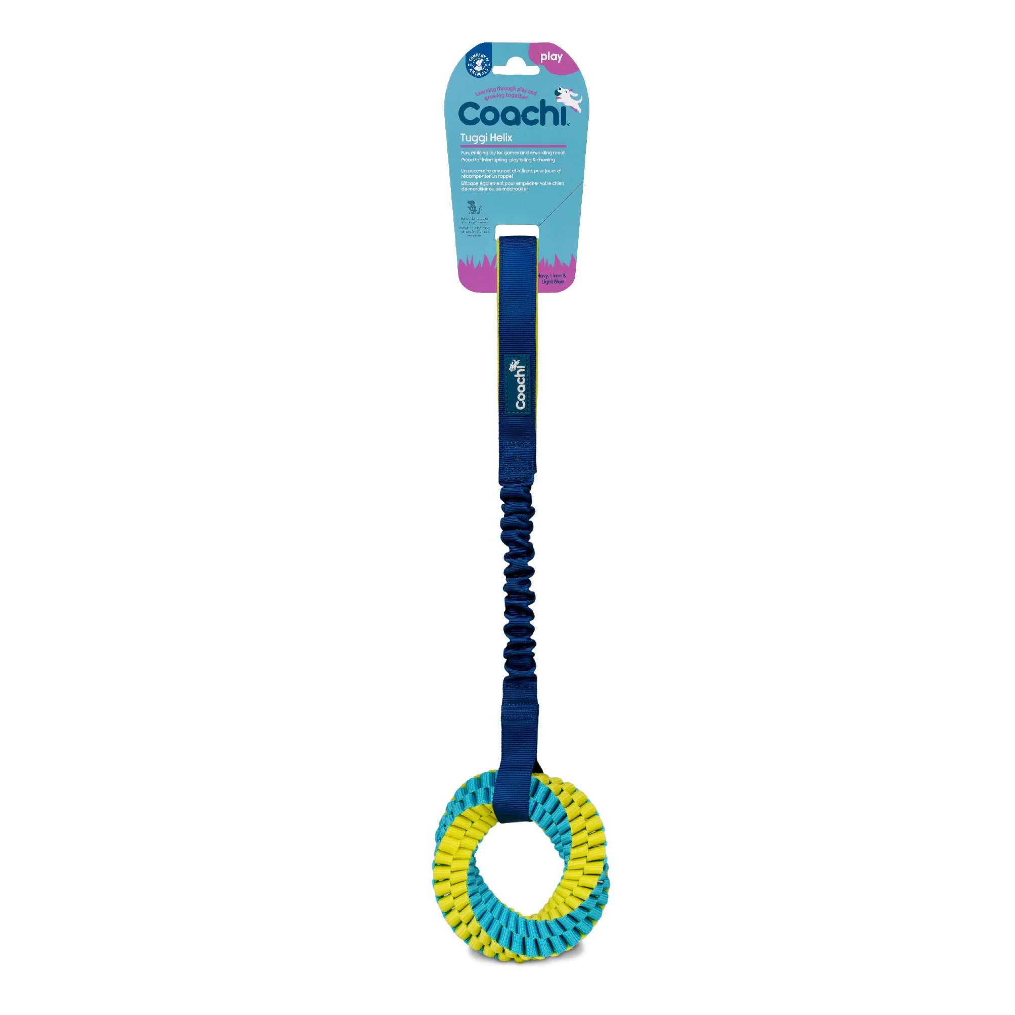 Coachi Tuggi Helix Toy for Dogs - Navy, Lime & Light Blue - Image 3