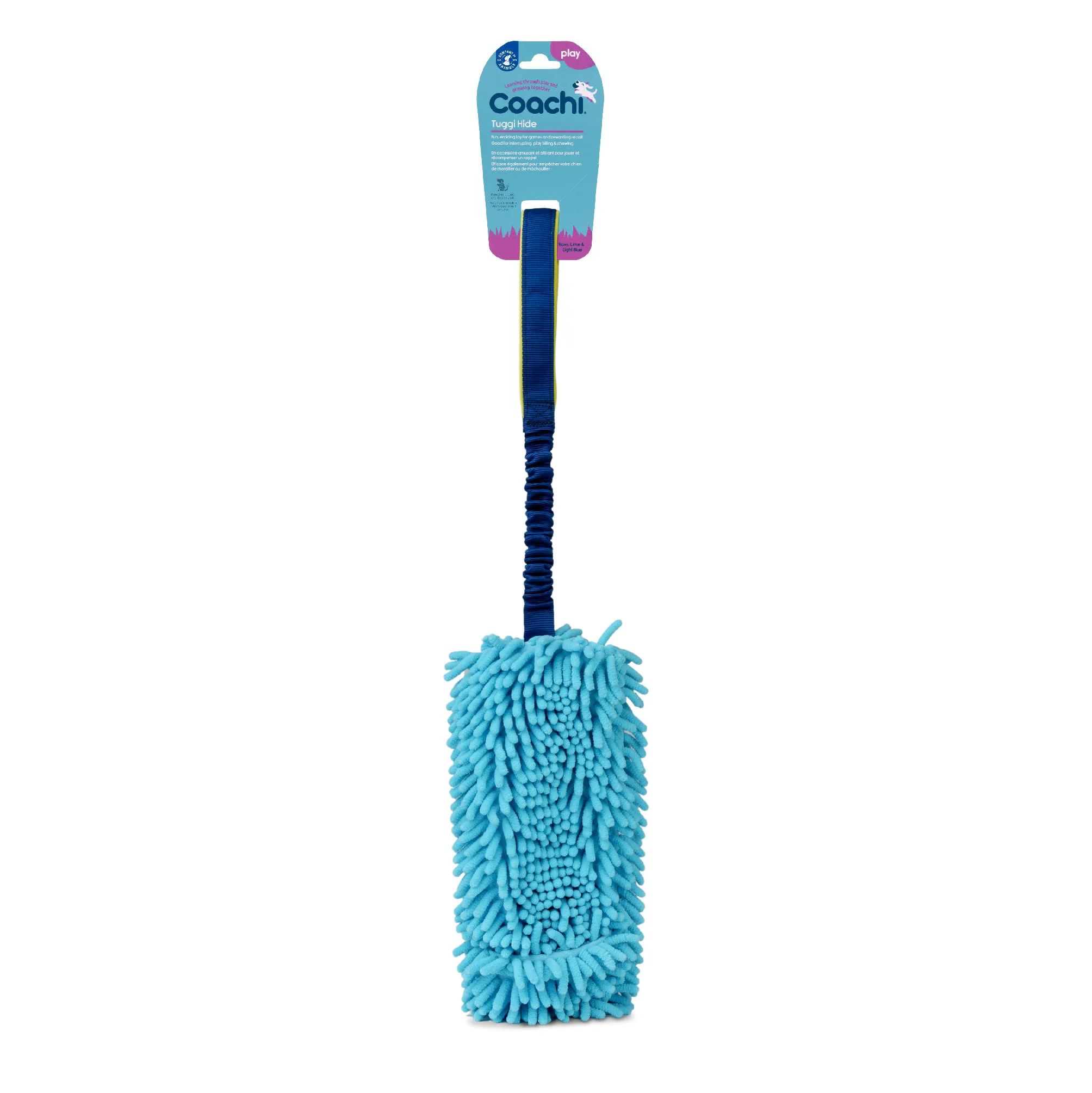 Coachi Tuggi Hide Toy for Dogs - Navy, Lime & Light Blue - Image 3