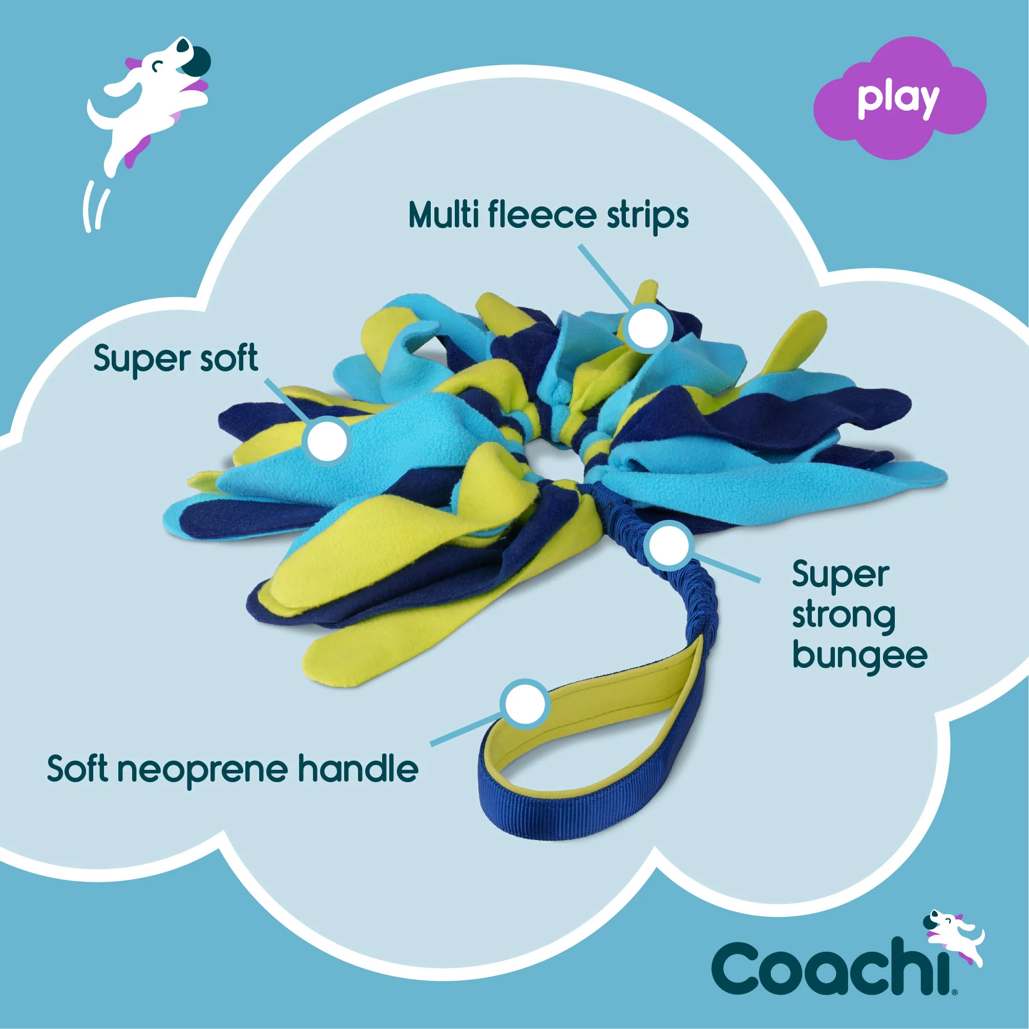 Coachi Tuggi Spider Toy for Dogs - Navy, Lime & Light Blue - Image 5