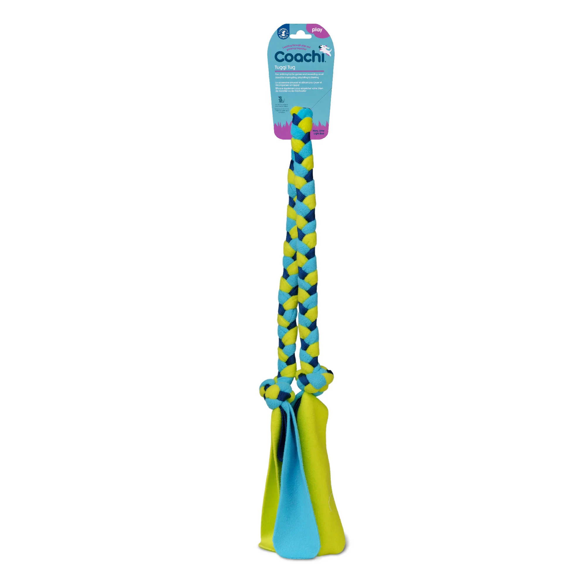 Coachi Tuggi Tug Toy for Dogs - Navy, Lime & Light Blue - Image 3