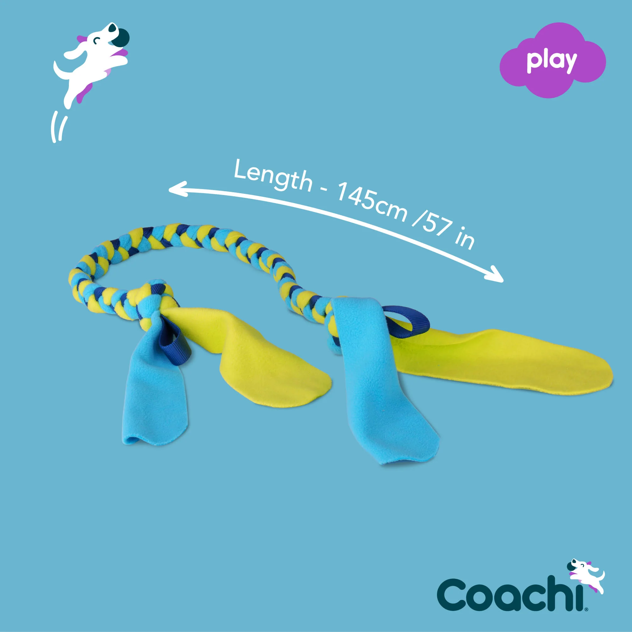 Coachi Tuggi Tug Toy for Dogs - Navy, Lime & Light Blue - Image 6