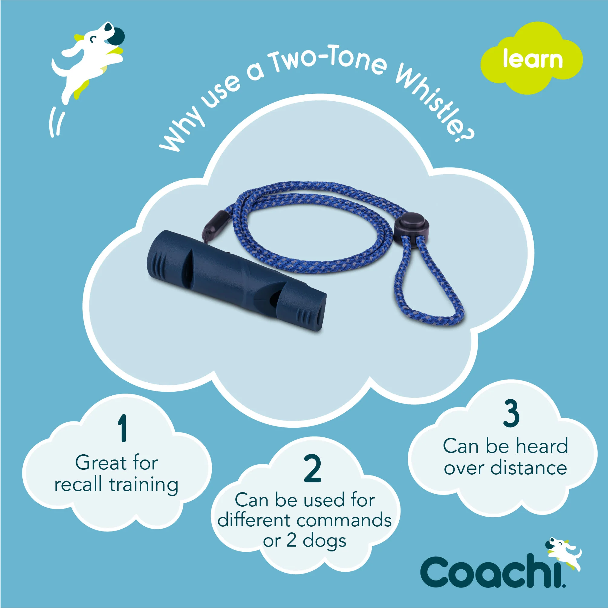 Coachi Two-Tone Whistle for Dogs - Navy - Image 4
