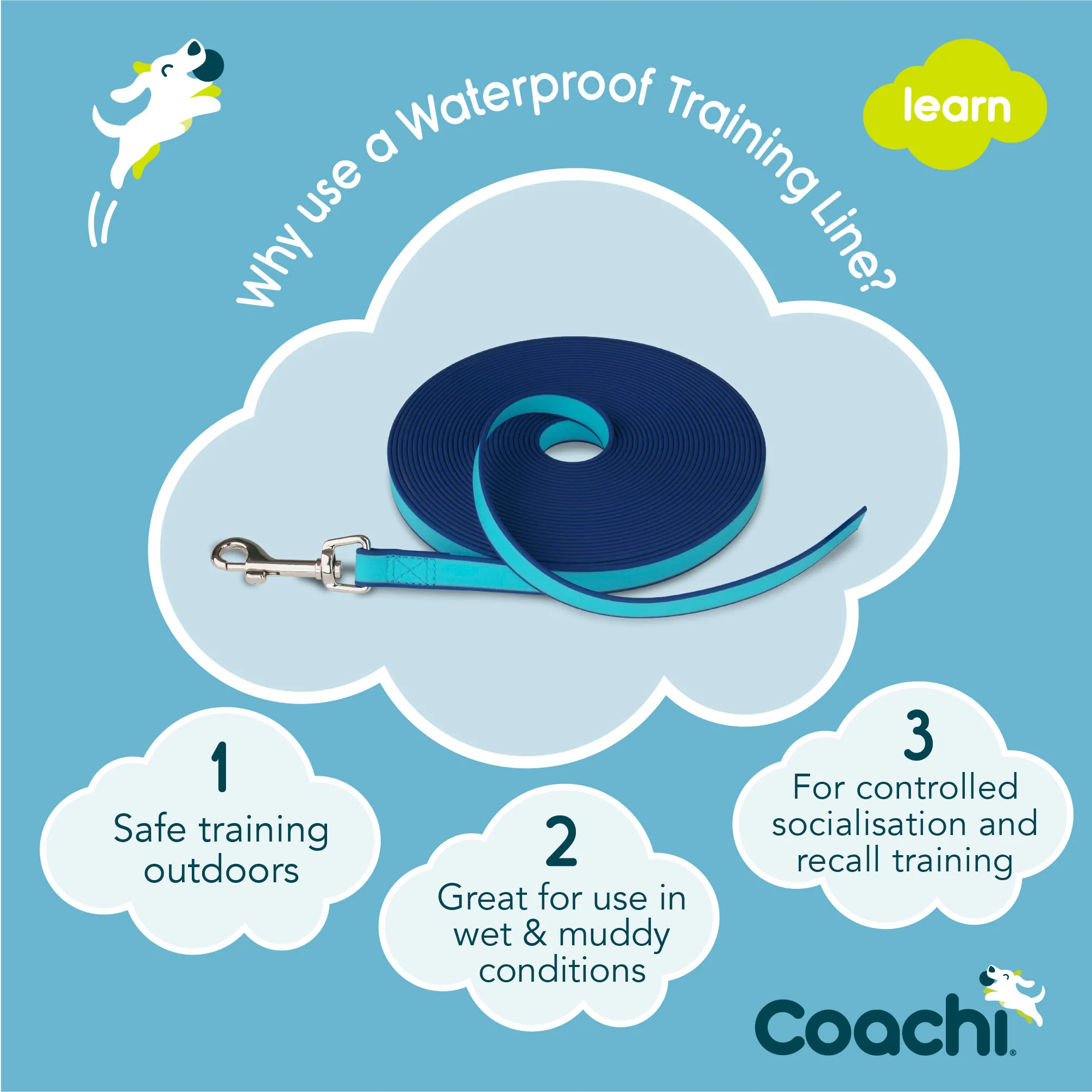 Coachi Waterproof Training Line for Dogs - Navy & Blue - Image 4