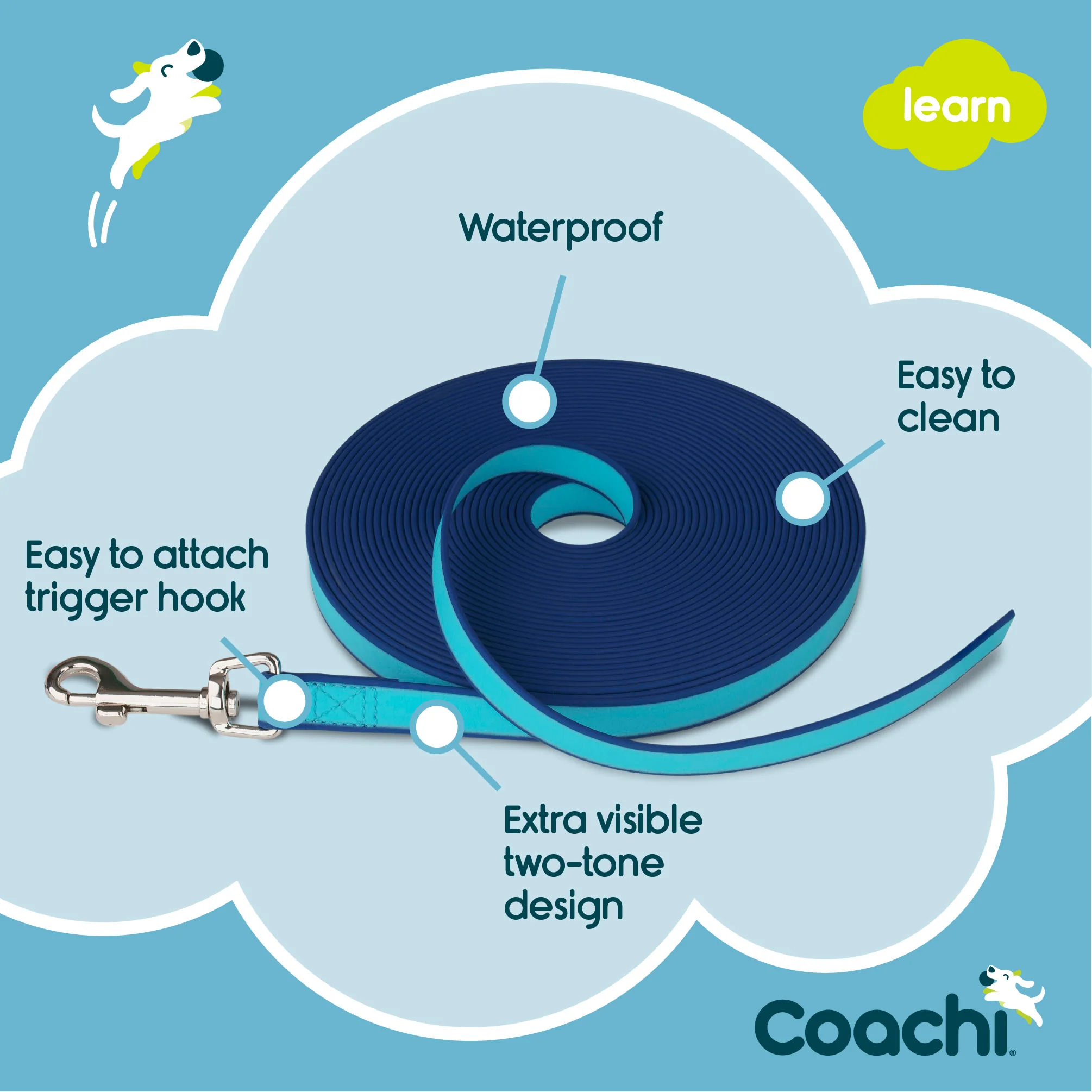 Coachi Waterproof Training Line for Dogs - Navy & Blue - Image 5