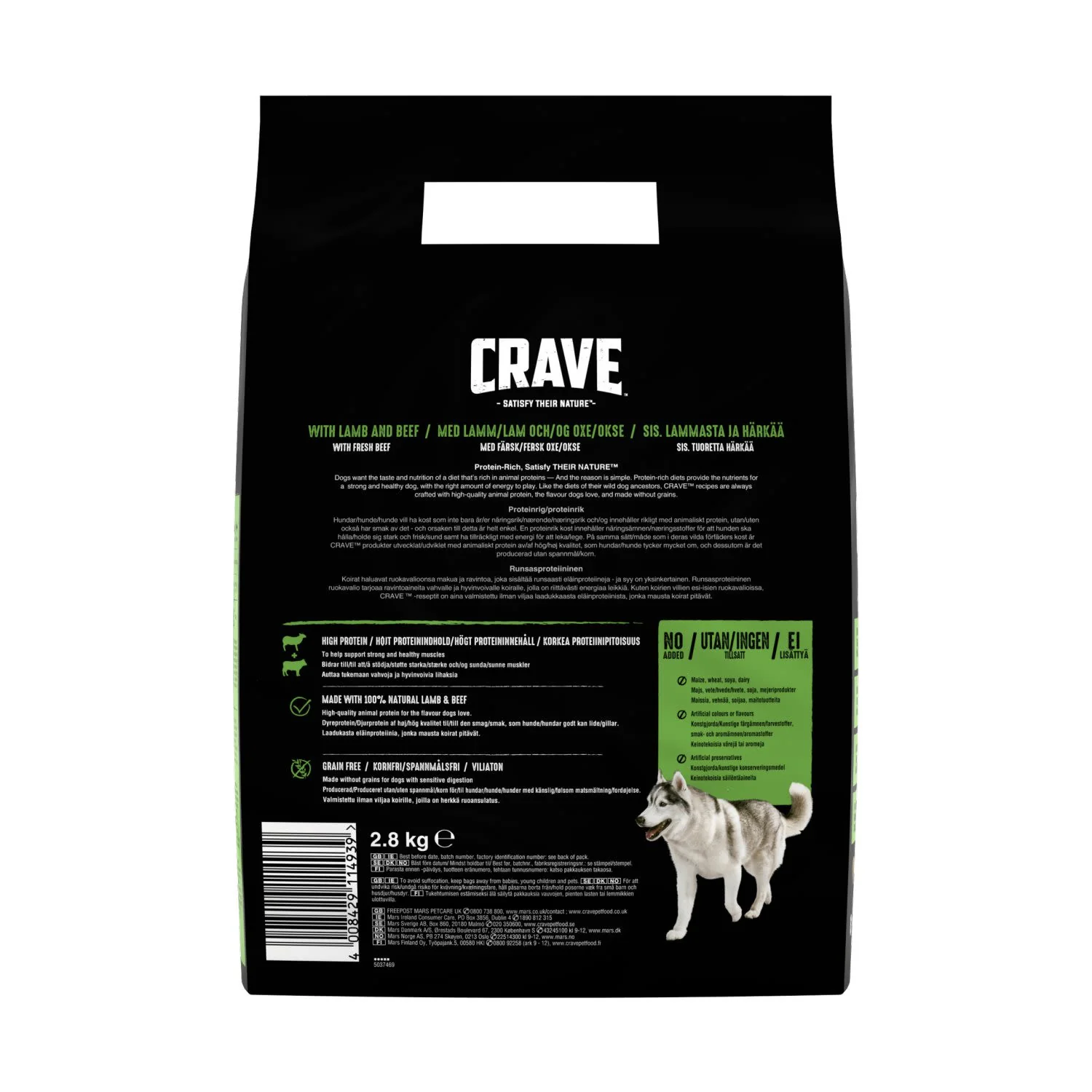 Crave Natural Grain Free Adult Complete Dry Dog Food Lamb & Beef - Image 4