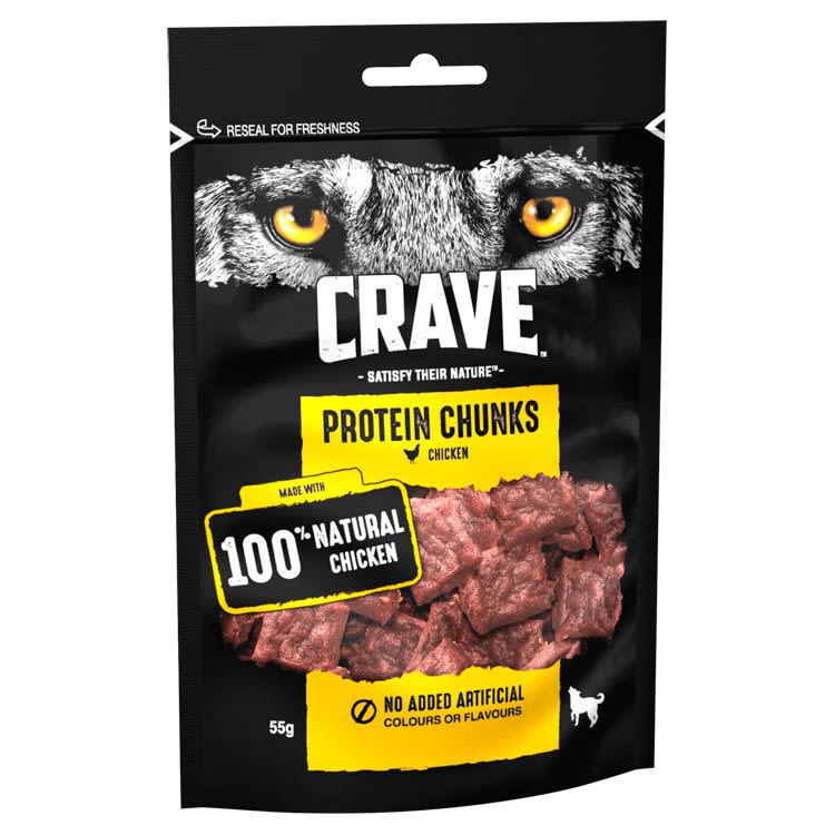 Crave Natural Grain Free Protein Chunks Adult Dog Treat Chicken - Image 2