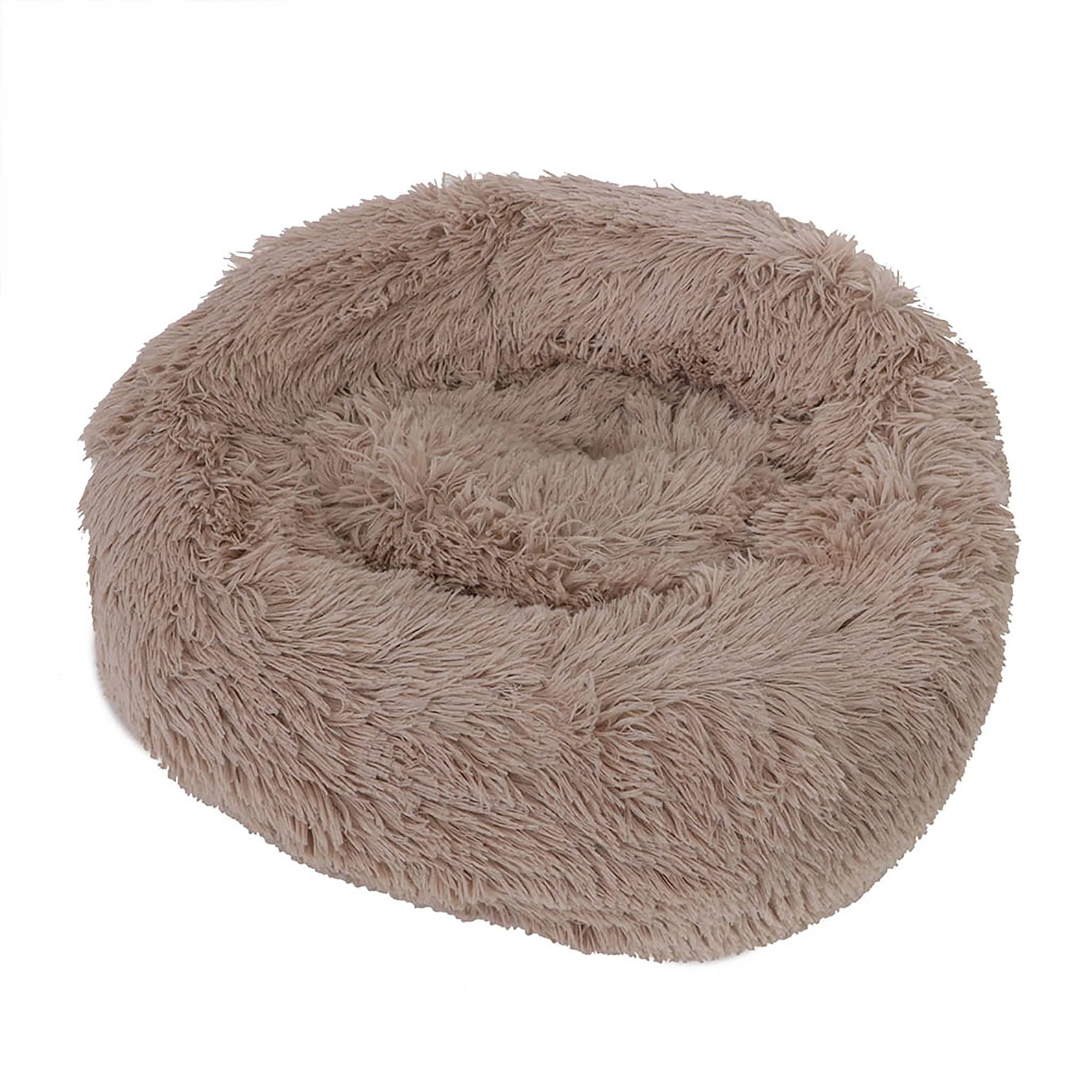Dream Paws Anxiety Reducing Plush Dog & Cat Bed with Bear Toy - Brown - Image 3