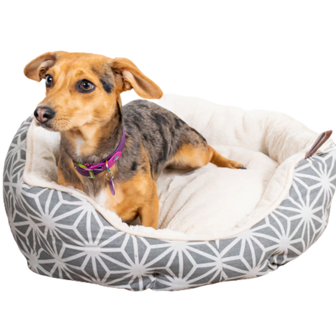 Dream Paws Geometric Cosy Grey Pet Bed - Image 4