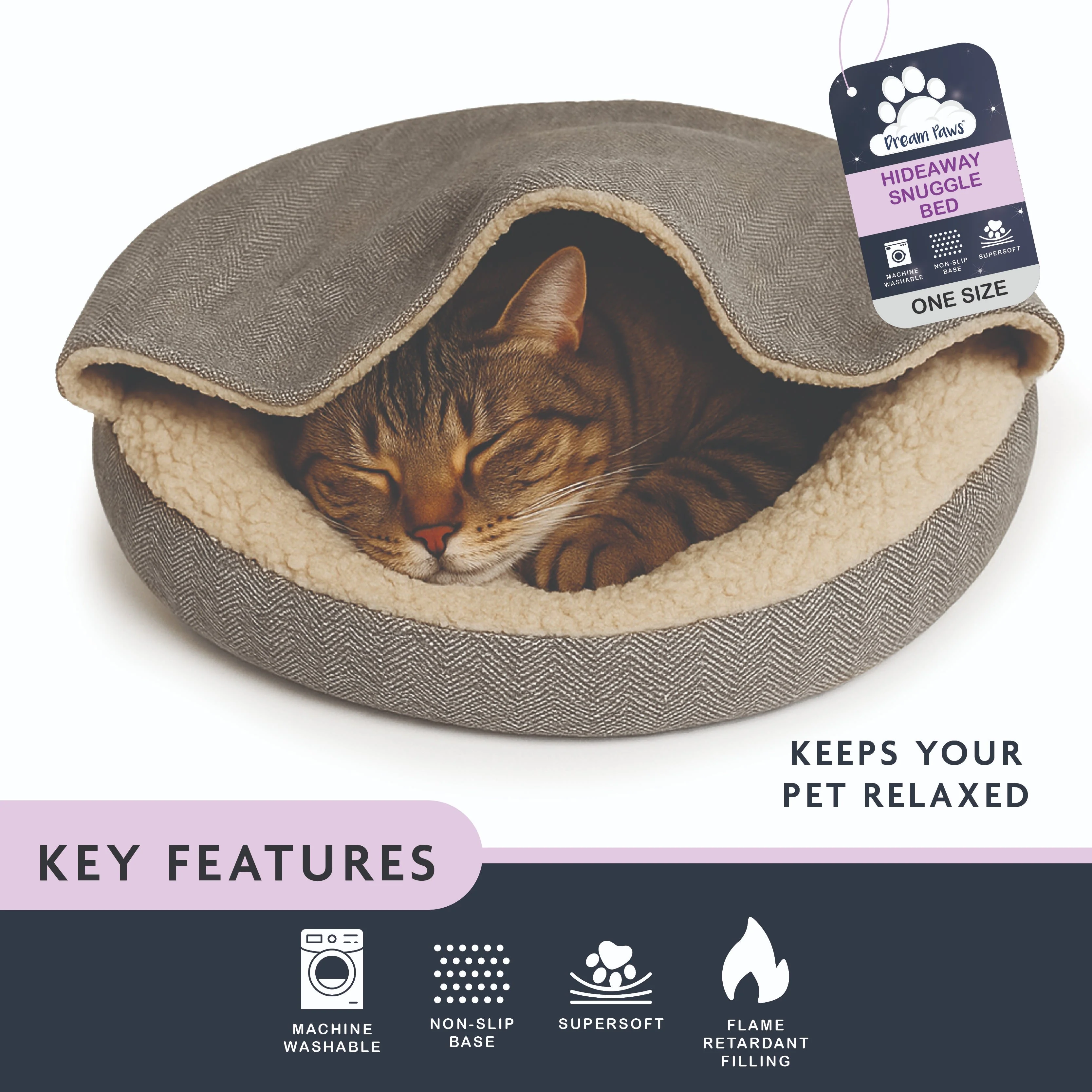 Dream Paws Hideaway Snuggle Pet Bed - Image 4