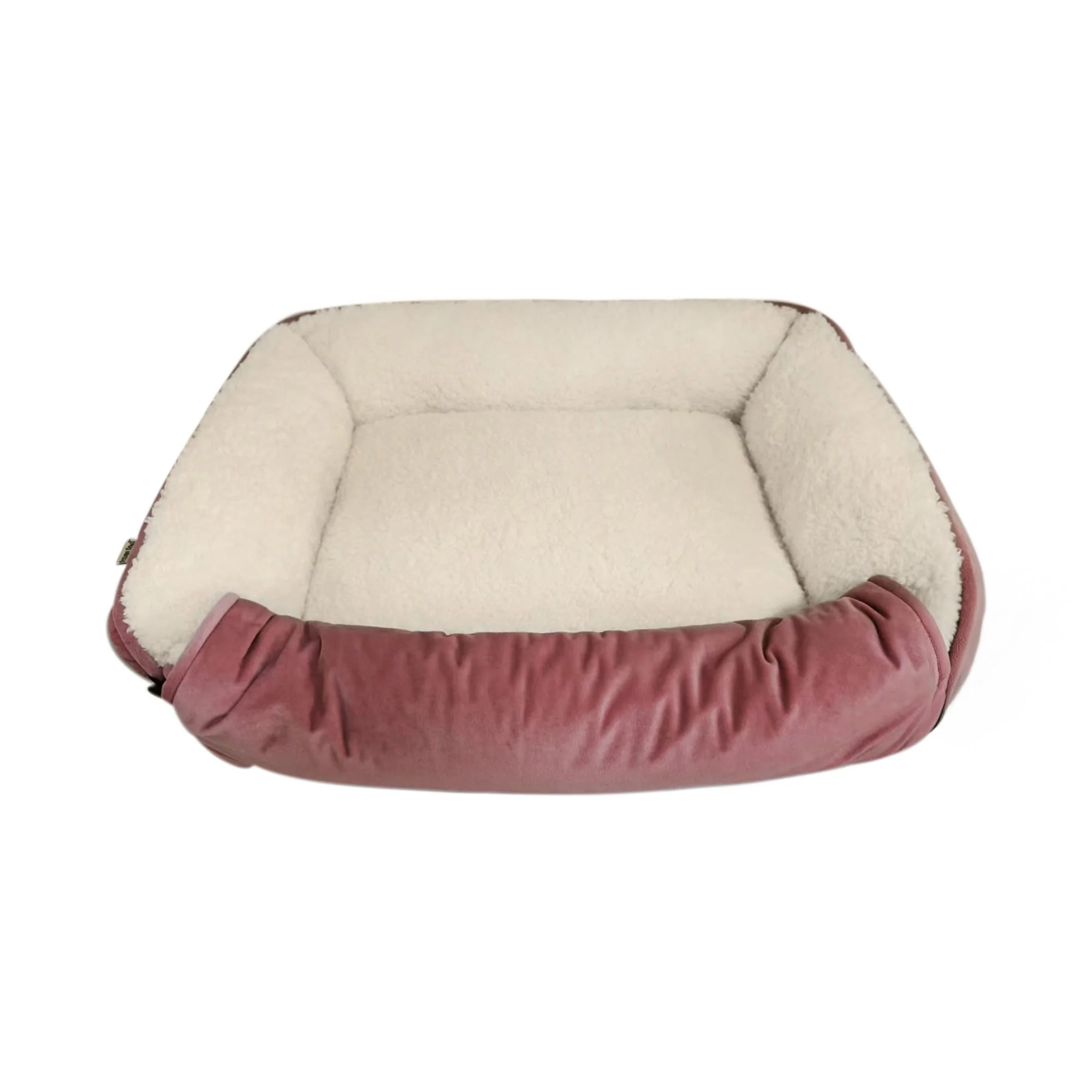 Dream Paws Pink Velvet Pet Sofa Bed with Fold-Out Blanket - Image 3