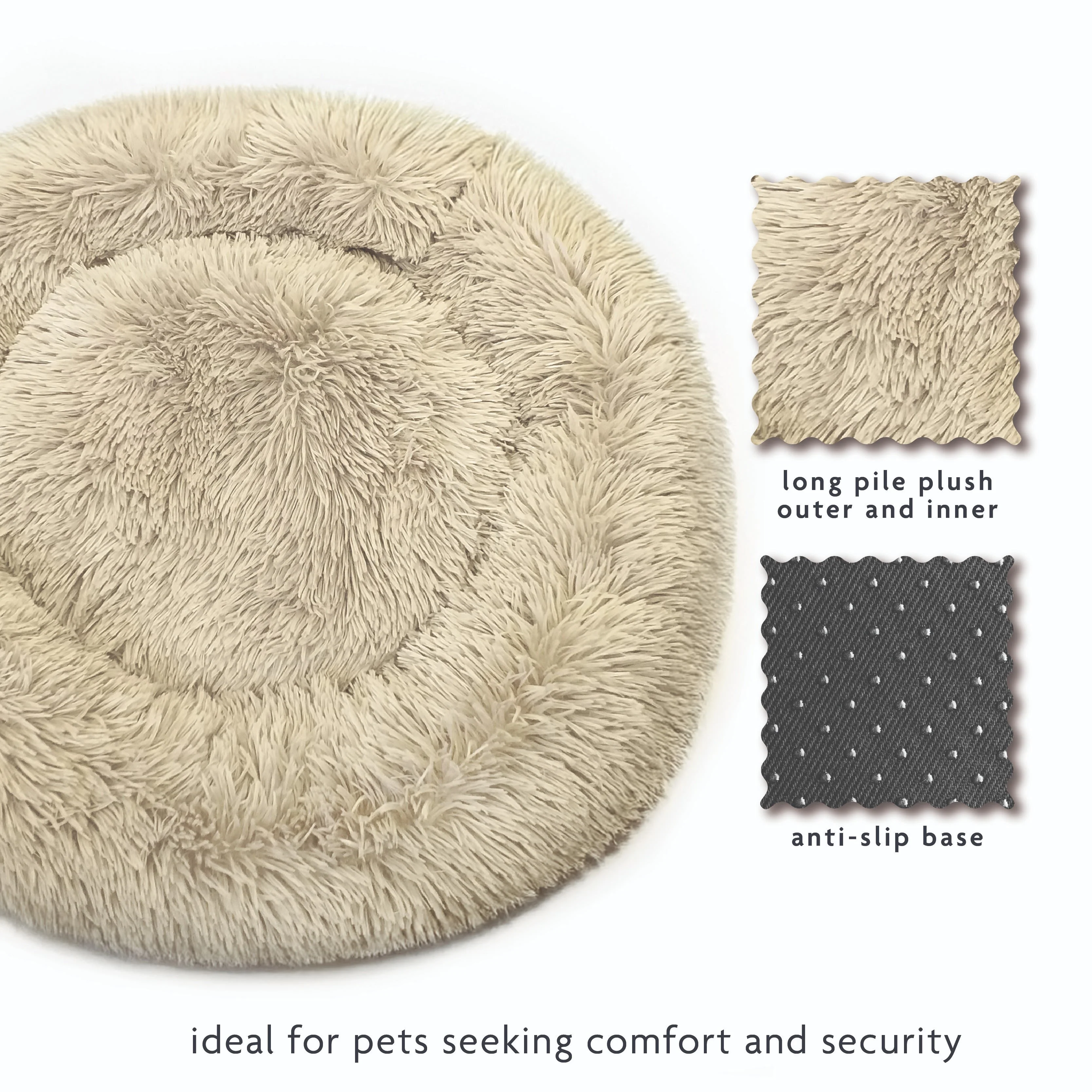 Dream Paws Round Anxiety Reducing Plush Pet Bed - Image 4