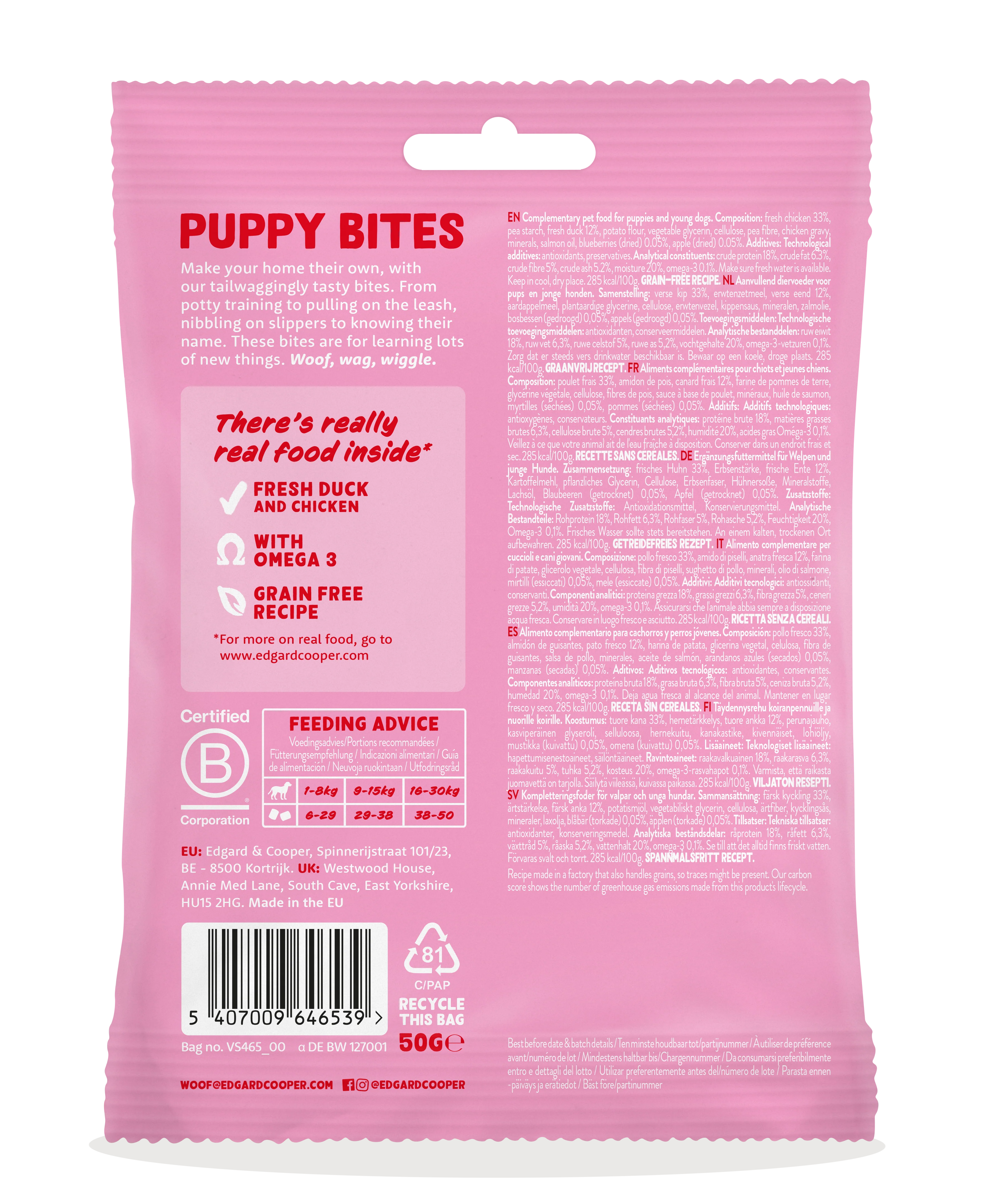 Edgard Cooper Grain Free Puppy Bites Duck & Chicken Dog Treats - Image 2