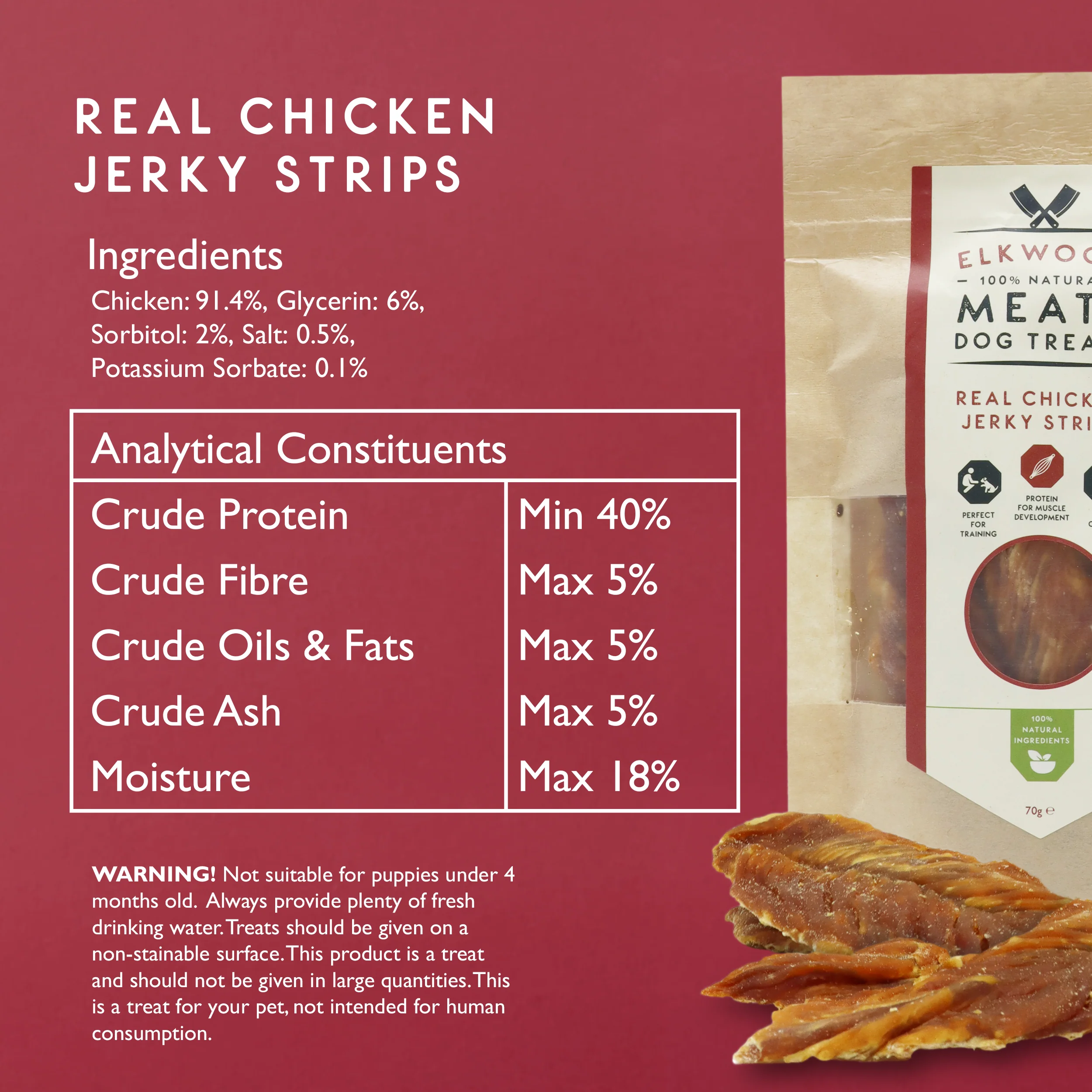 Elkwood 100% Real Chicken Jerky Strips | 70g - Image 7