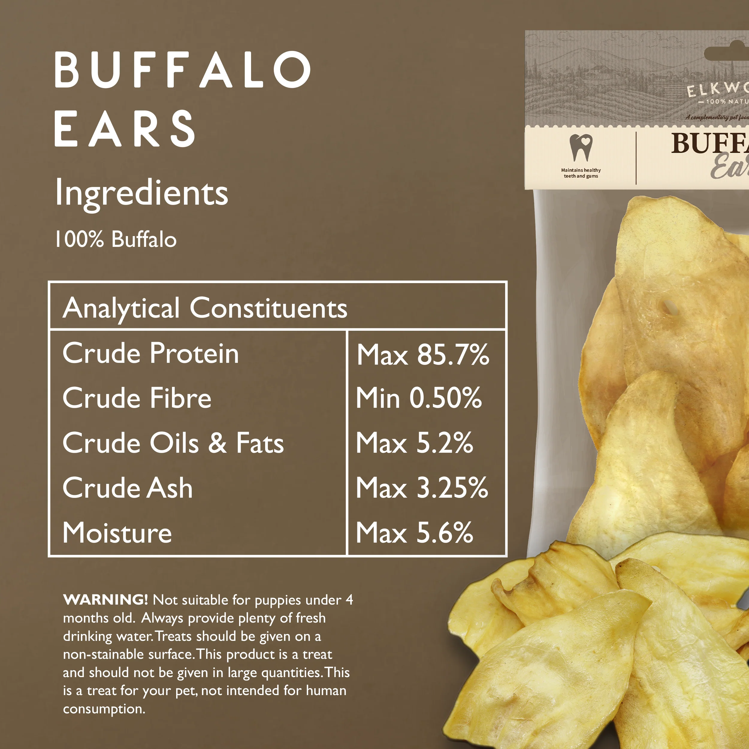 Elkwood 100% Buffalo Natural Ear Dog Treat | 6-pack - Image 7