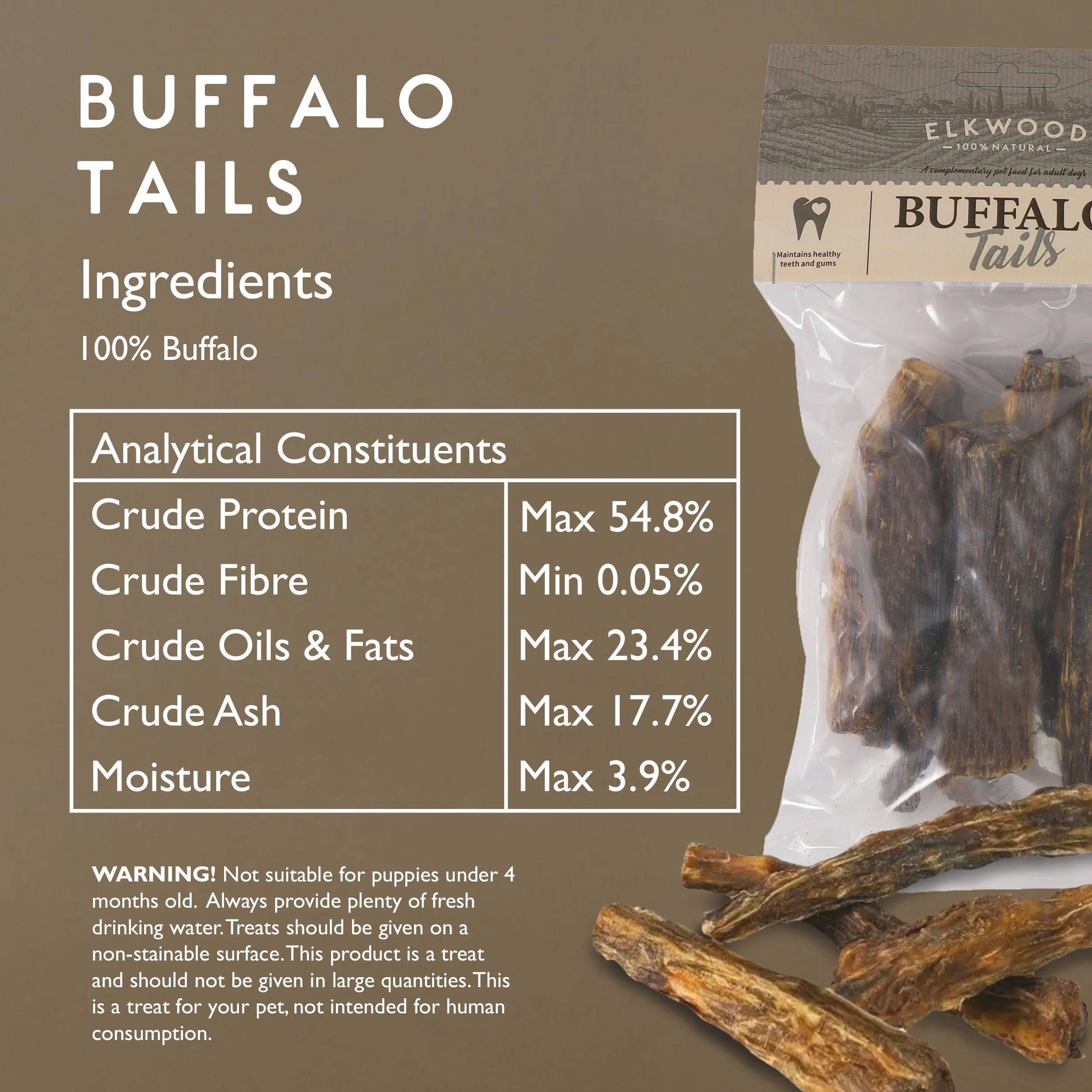 Elkwood 100% Buffalo Natural Tail Dog Treat | 200g - Image 7
