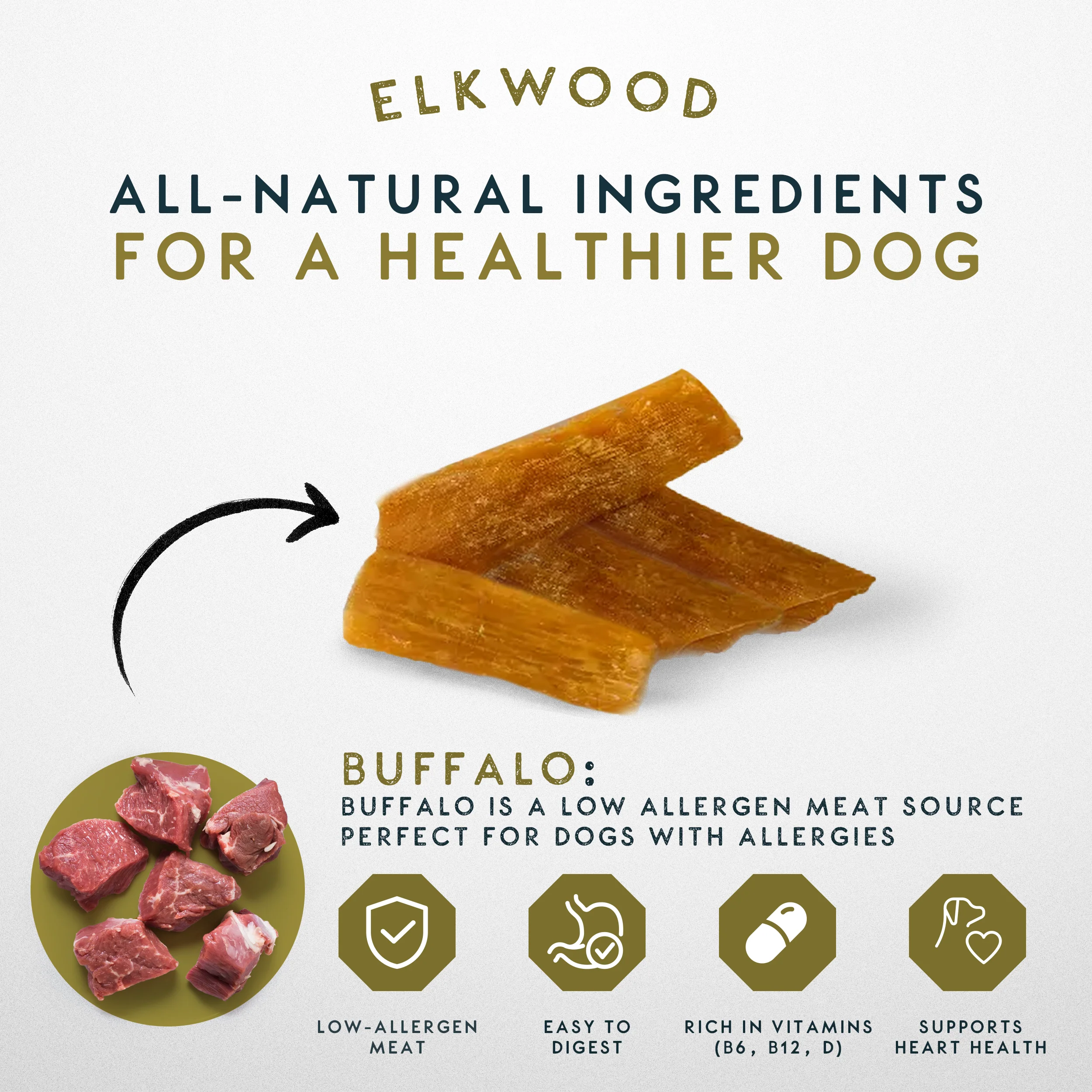 Elkwood 100% Buffalo Paddywack Dog Chew | 220g - Image 4