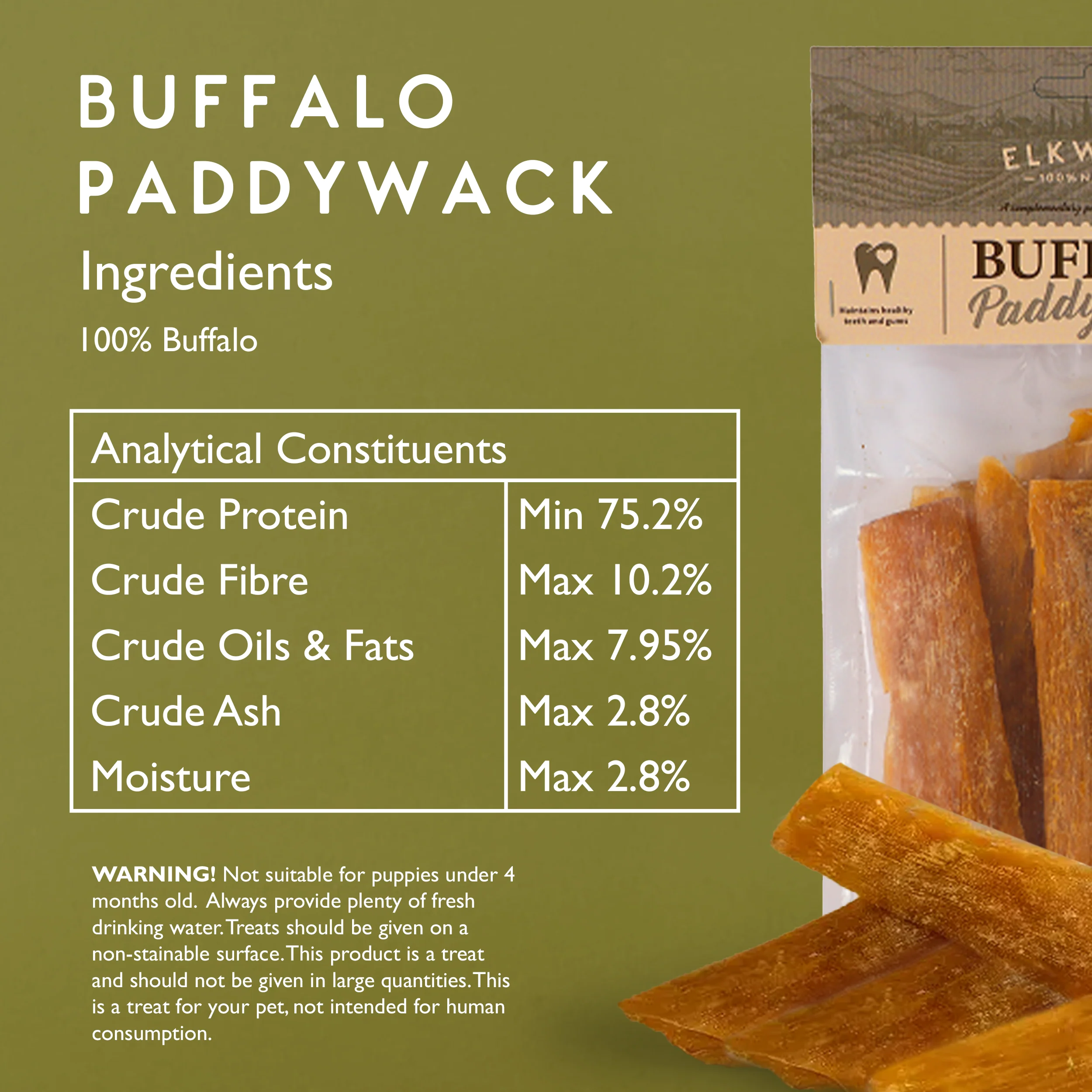 Elkwood 100% Buffalo Paddywack Dog Chew | 220g - Image 7