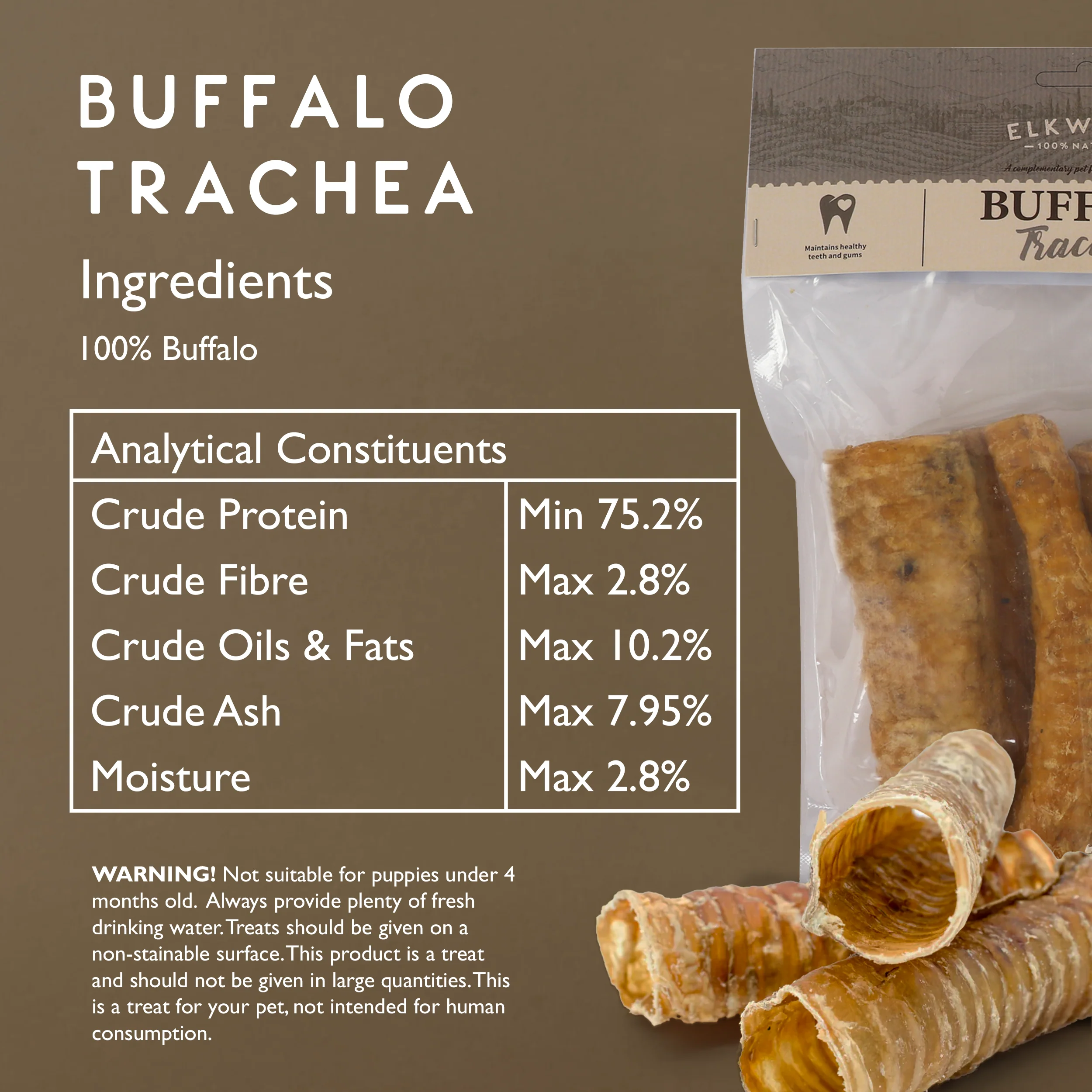 Elkwood 100% Buffalo Trachea Dog Treat | 200g - Image 7