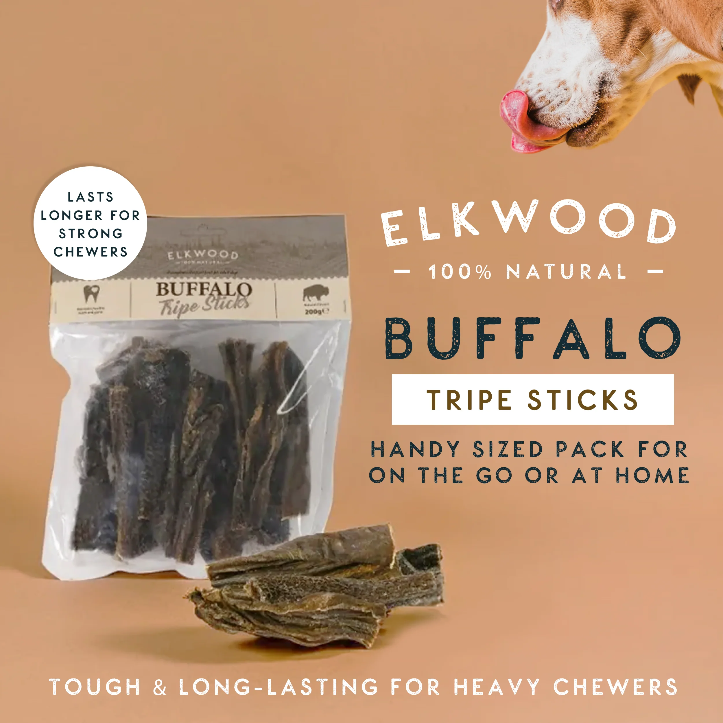 Elkwood 100% Buffalo Tripe Sticks Dog Treat | 200g - Image 2
