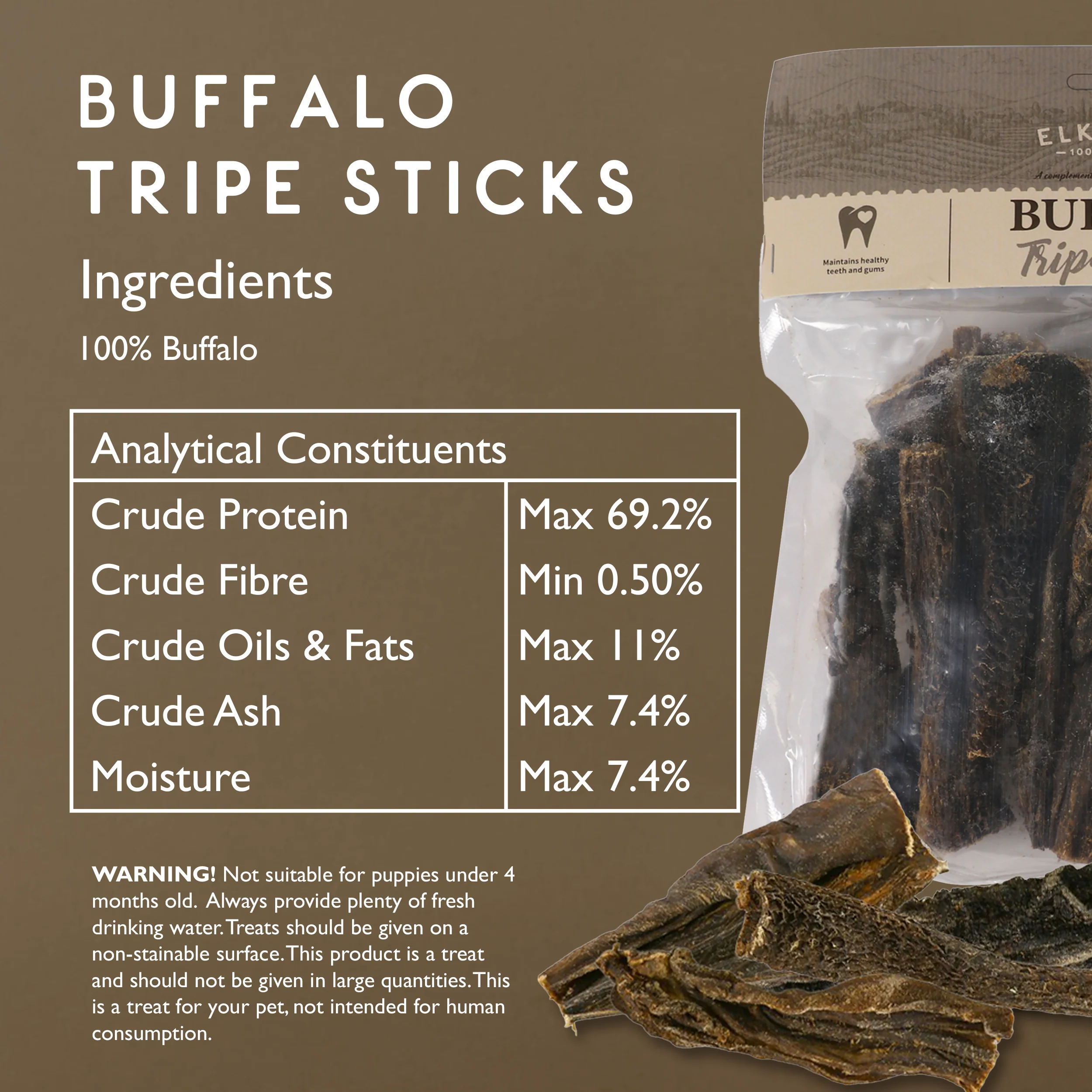 Elkwood 100% Buffalo Tripe Sticks Dog Treat | 200g - Image 7
