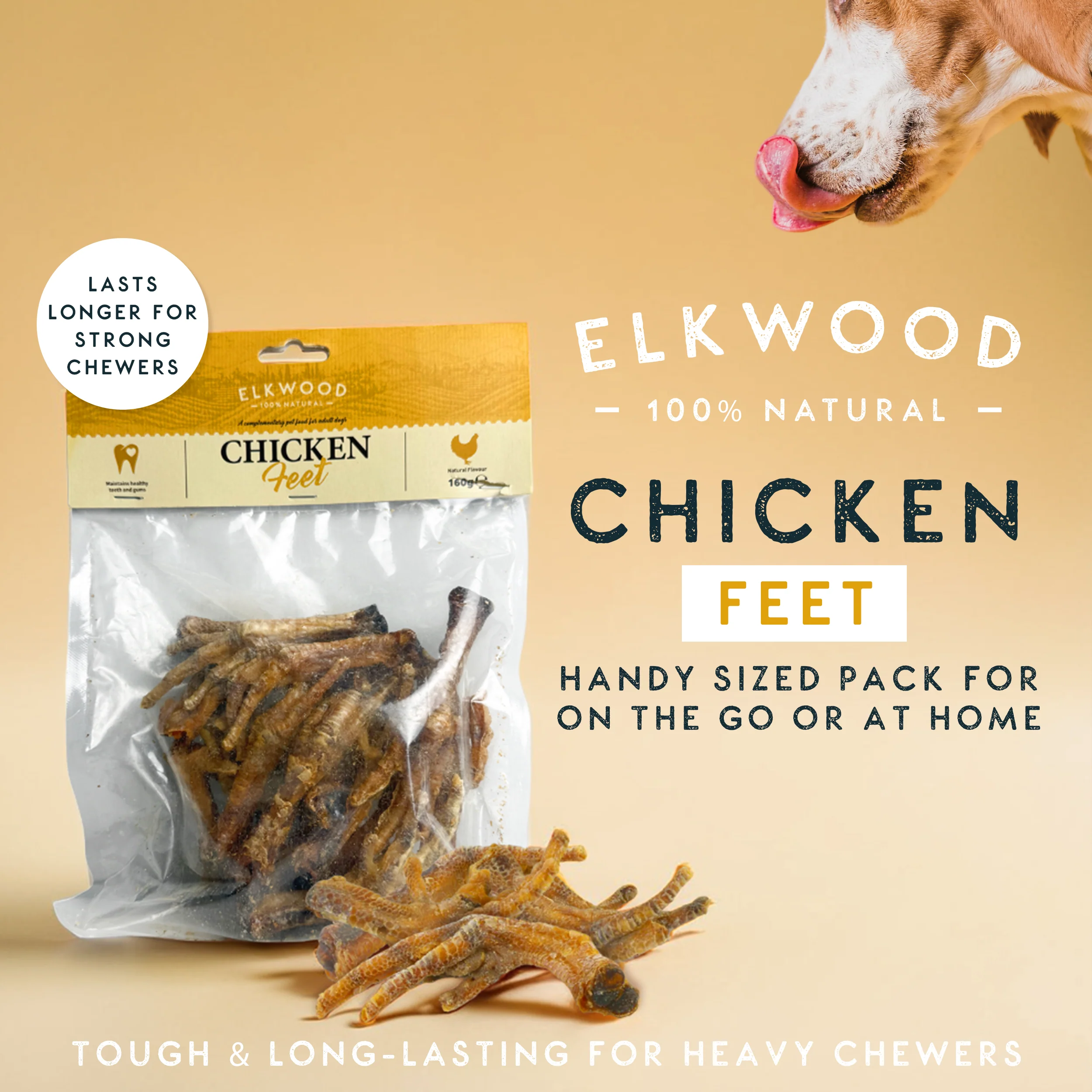 Elkwood 100% Chicken Feet Dog Treat | 160g - Image 2