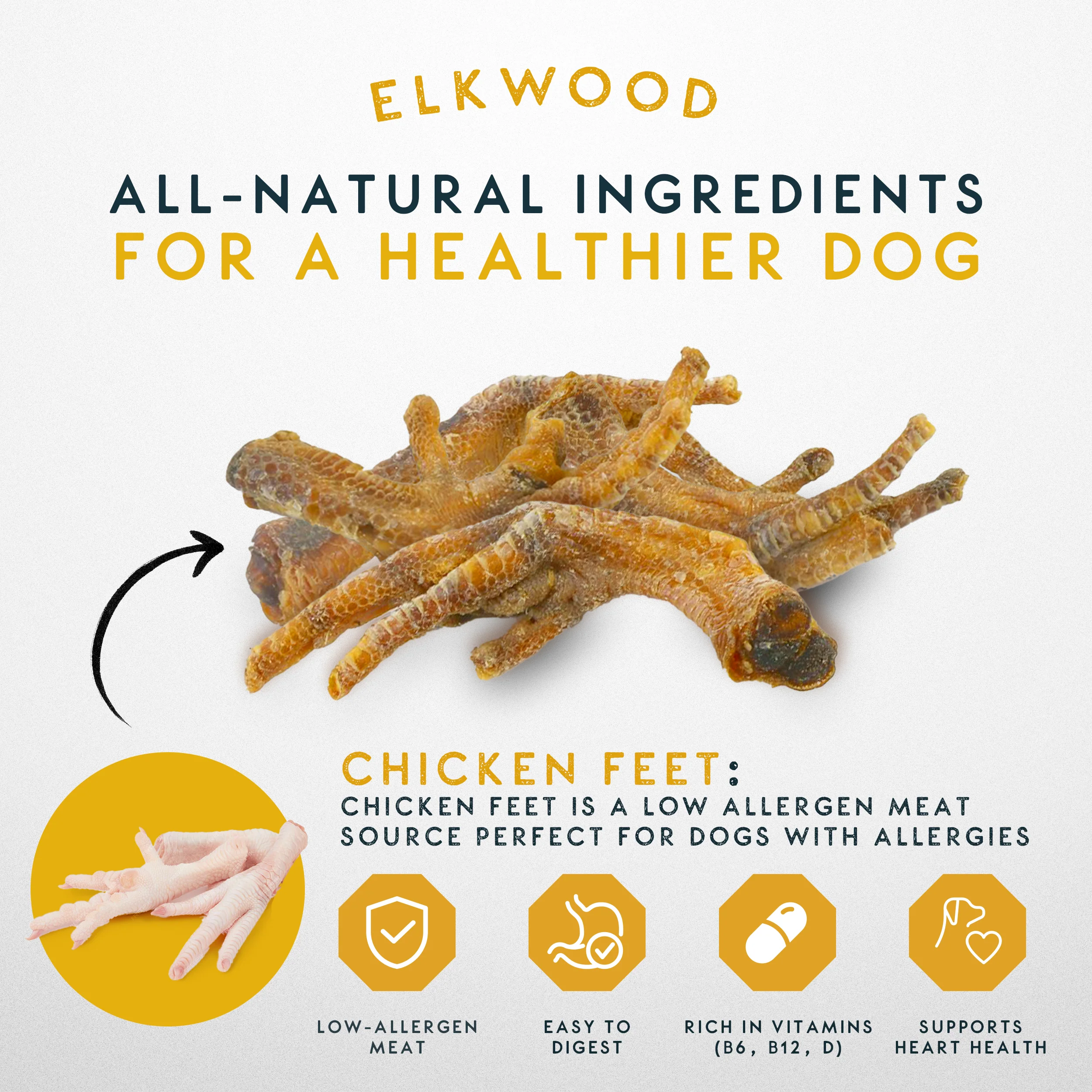 Elkwood 100% Chicken Feet Dog Treat | 160g - Image 4