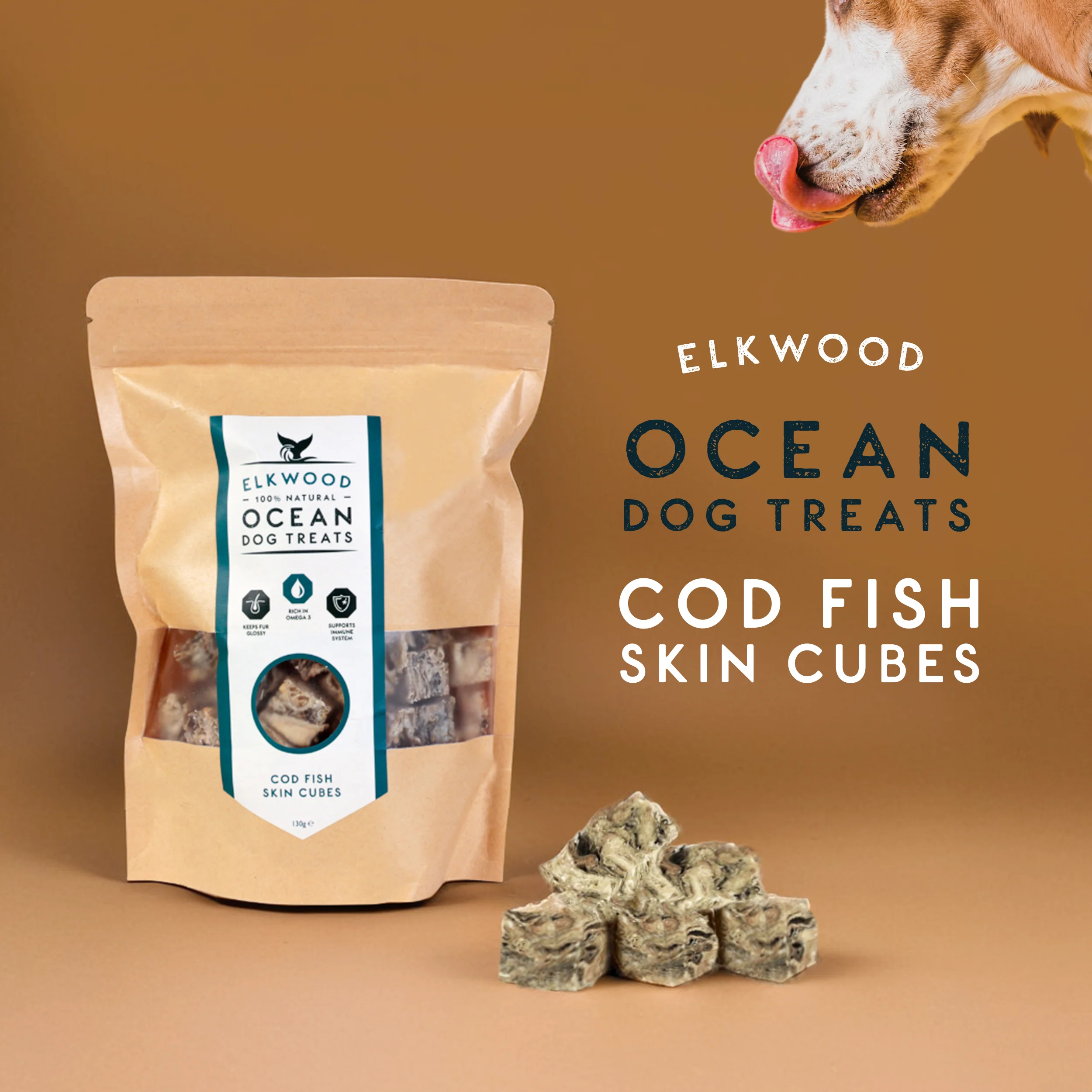 Elkwood Cod Fish Skin Cubes | 130g - Image 2