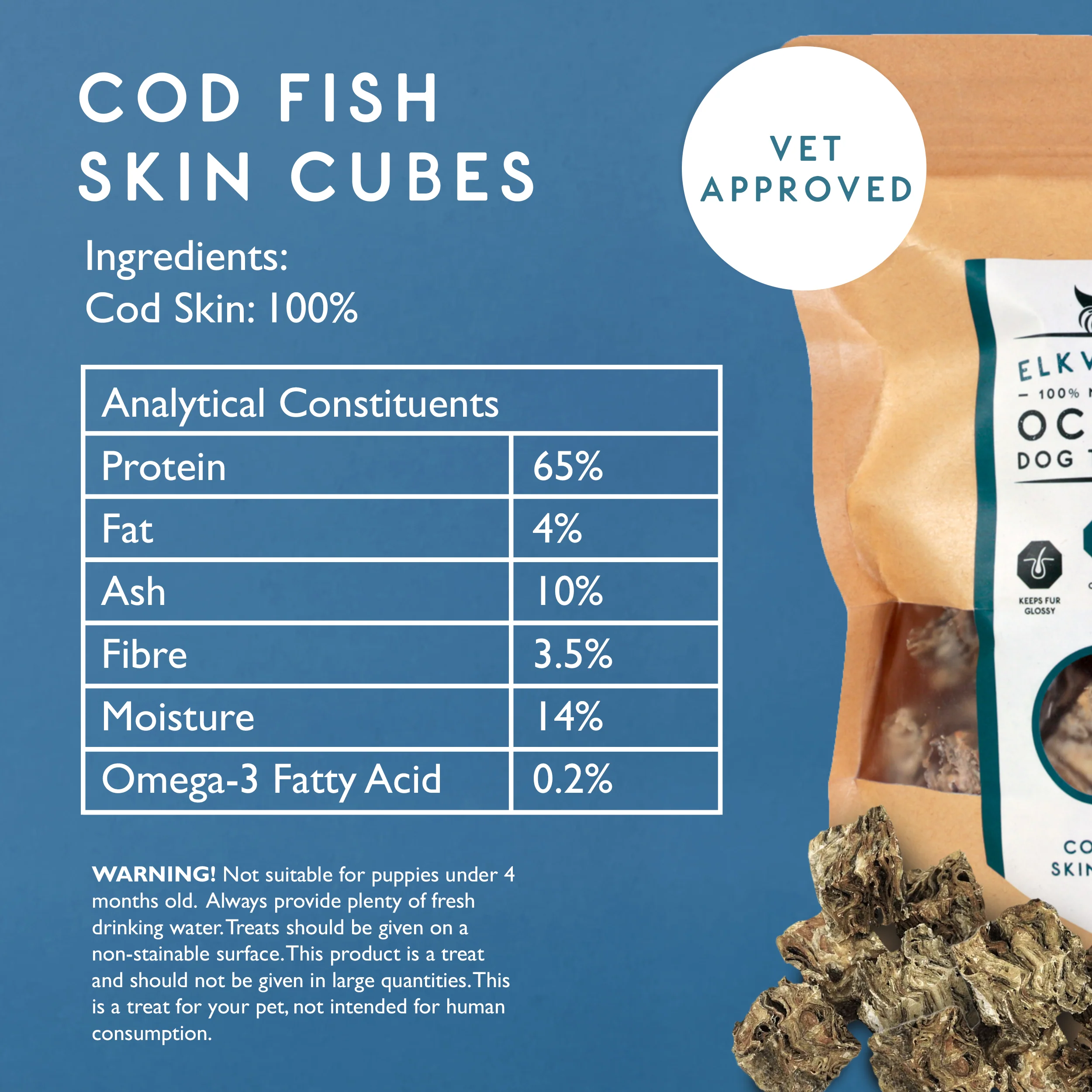 Elkwood Cod Fish Skin Cubes | 130g - Image 7