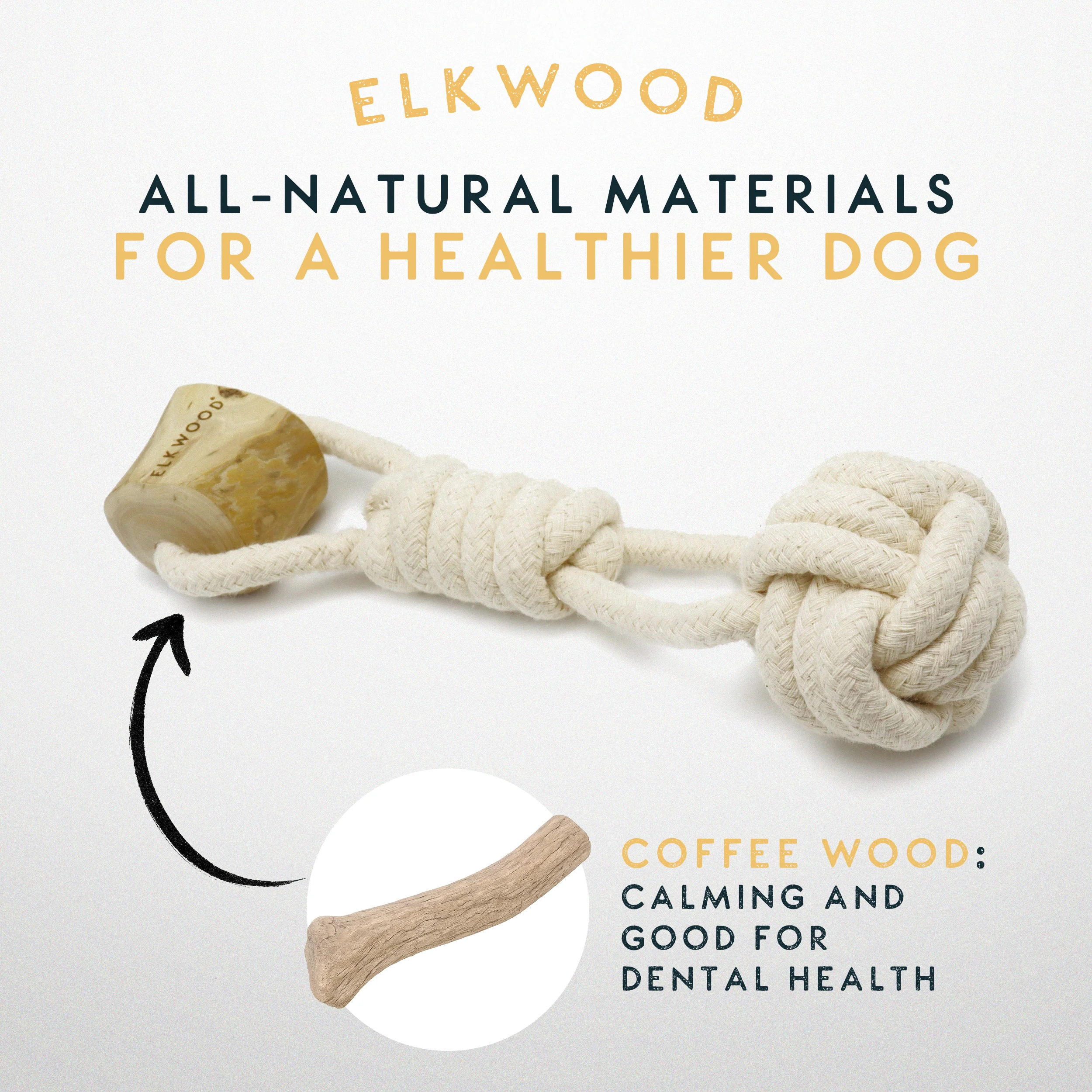 Elkwood Coffee Wood Knot & Ball Dog Toy - Image 5