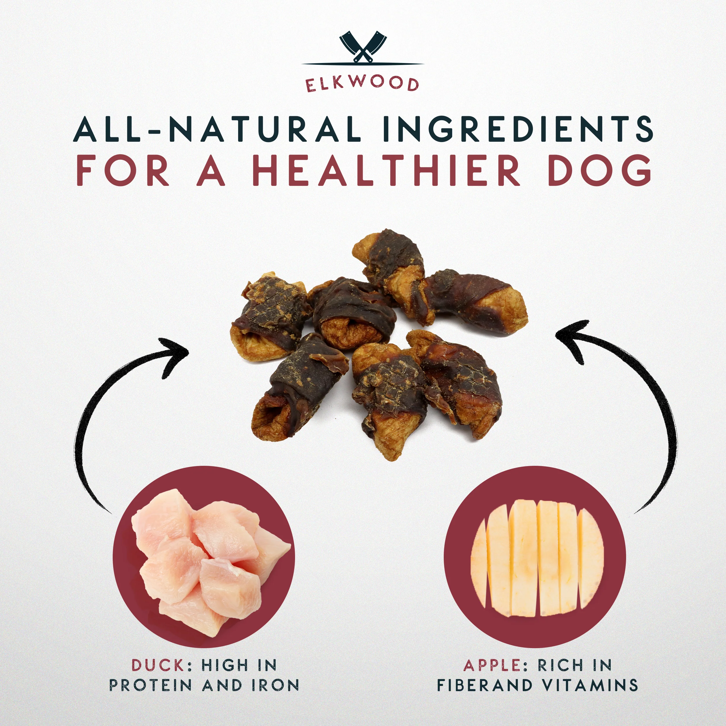 Elkwood Dried Apple Chunks Wrapped in Duck Jerky | 100g - Image 4
