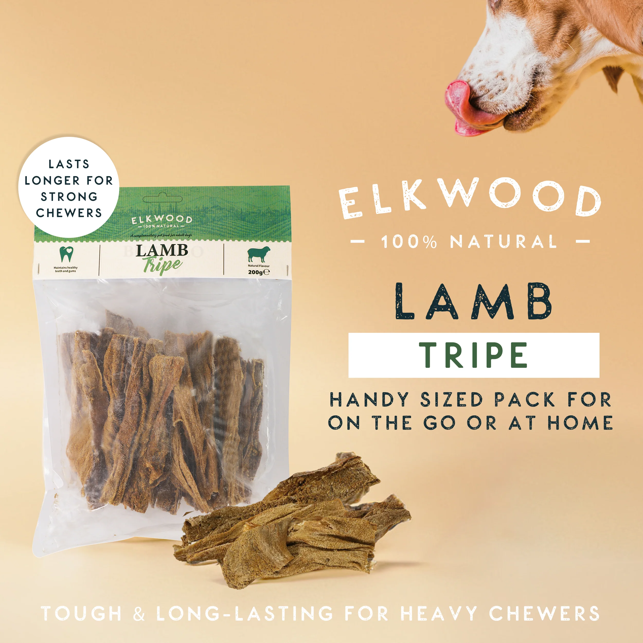Elkwood 100% Lamb Tripe Sticks Dog Treat | 200g - Image 2