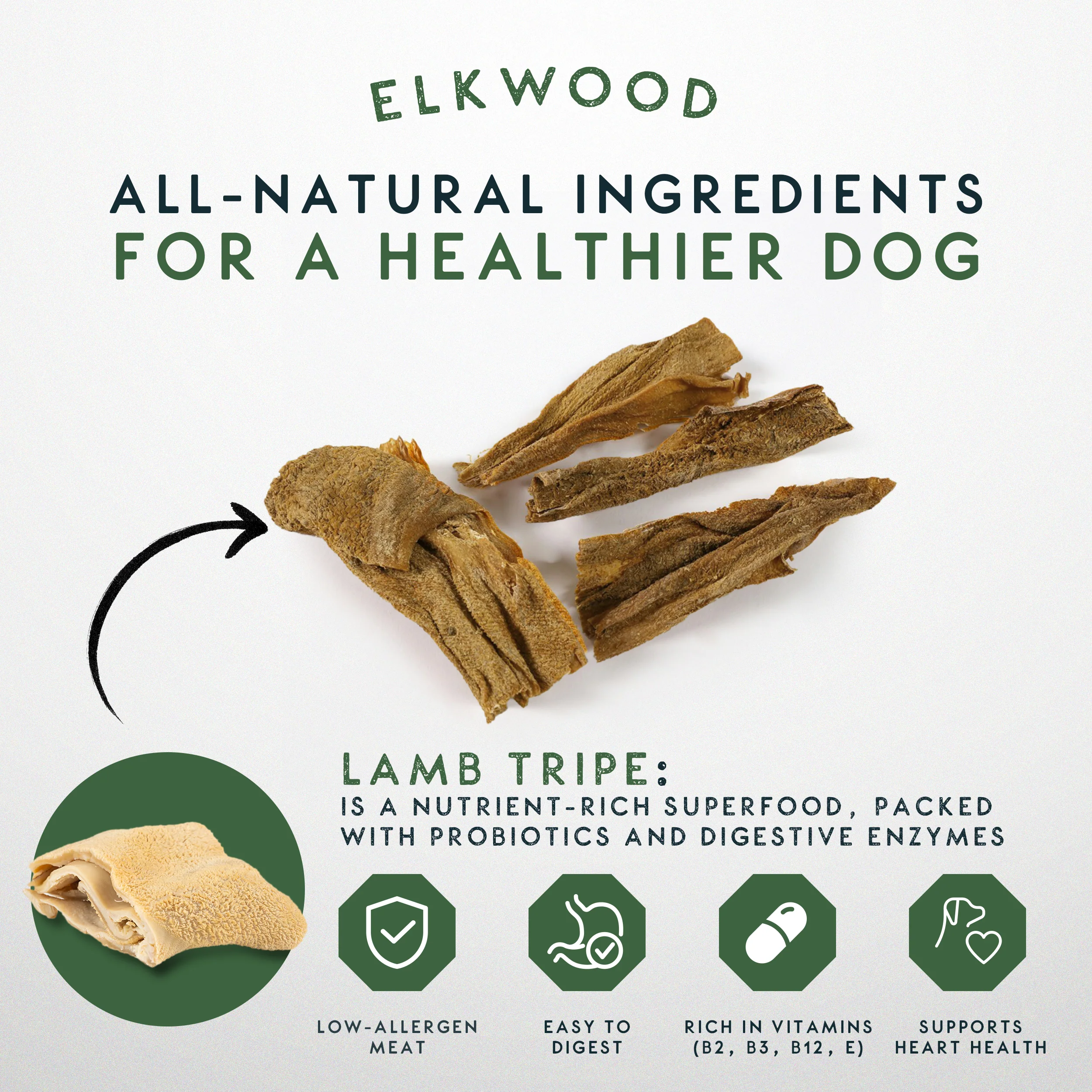 Elkwood 100% Lamb Tripe Sticks Dog Treat | 200g - Image 4
