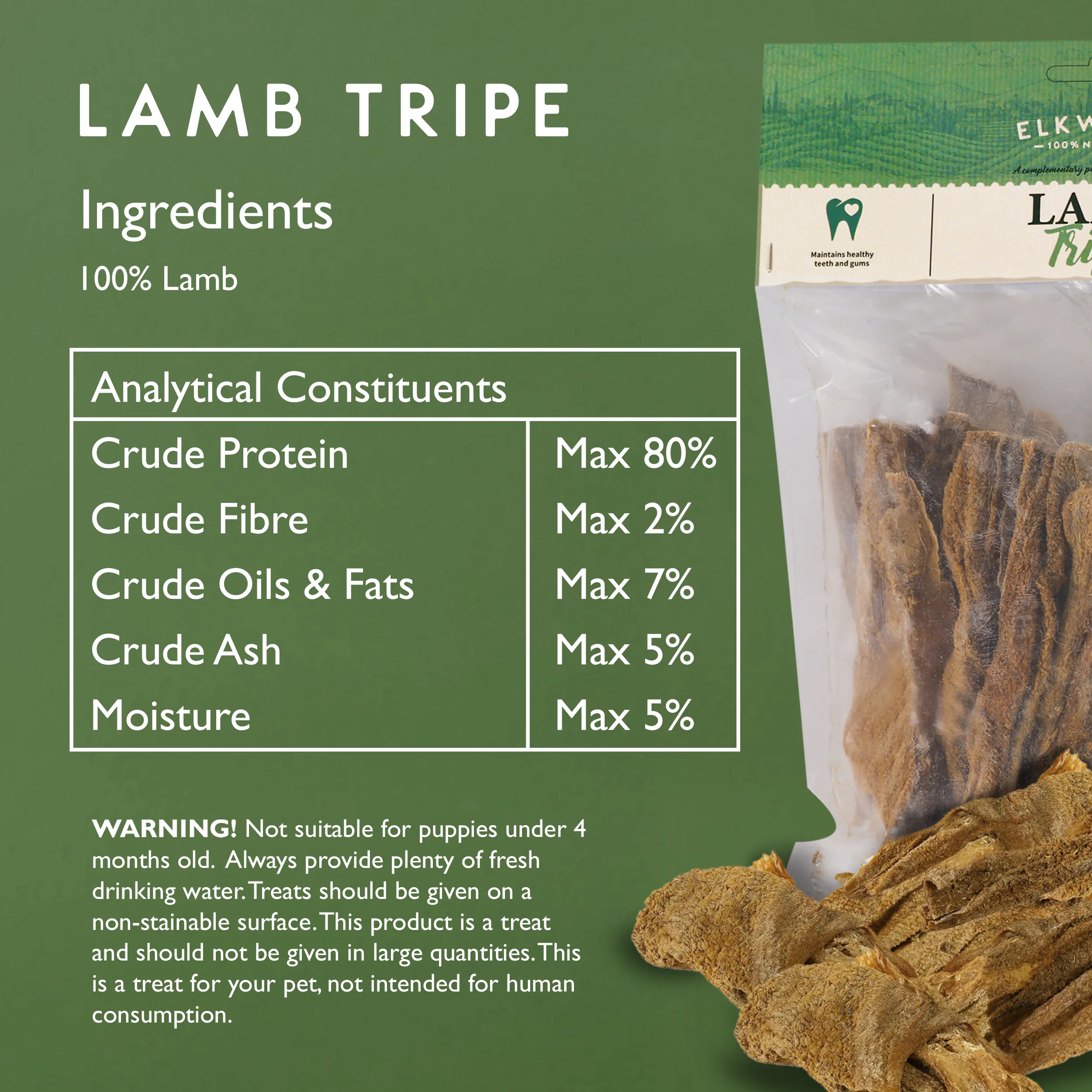 Elkwood 100% Lamb Tripe Sticks Dog Treat | 200g - Image 7