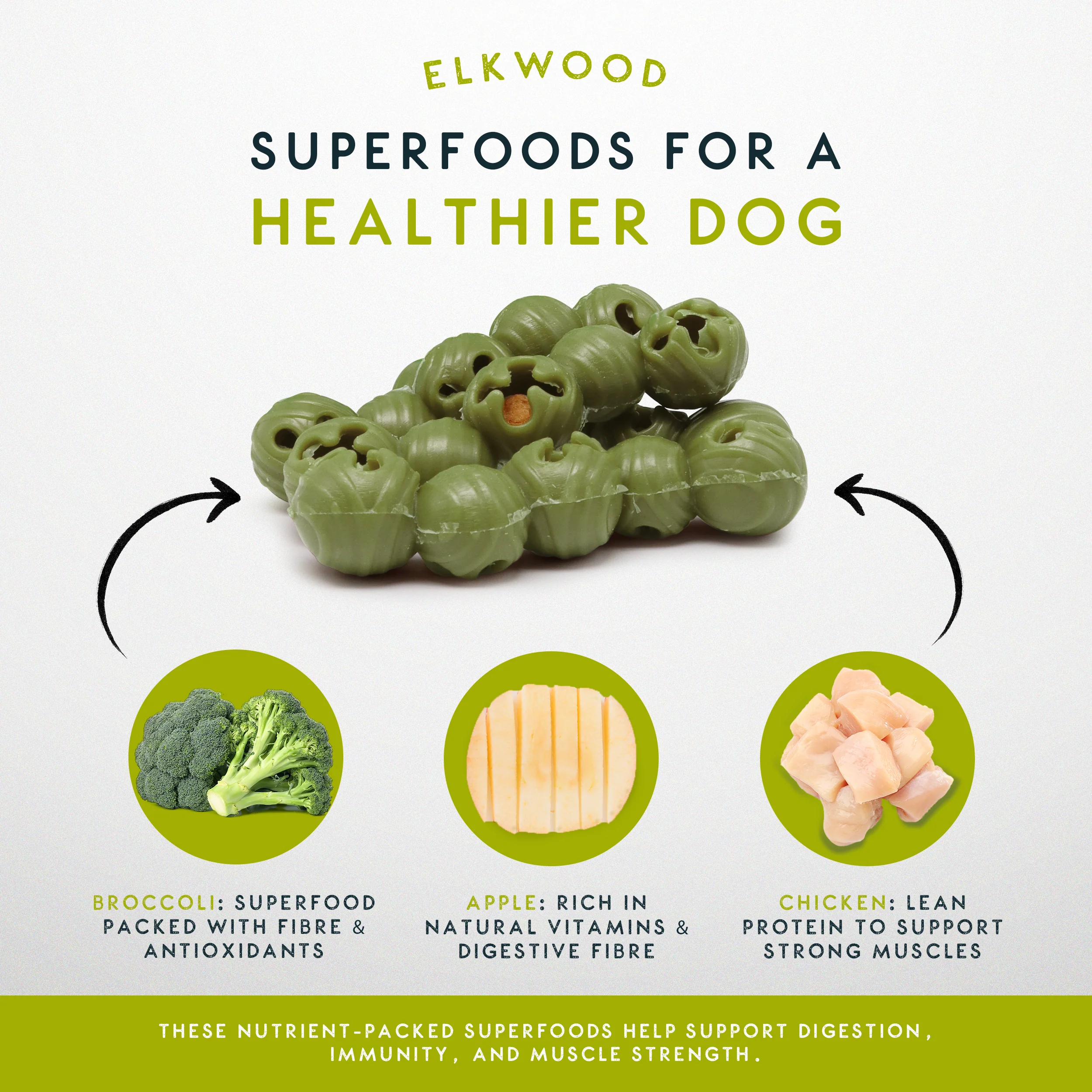 Elkwood Rattlesnaps Broccoli & Apple Dental Chew with Chicken | 4-Pack - Image 4