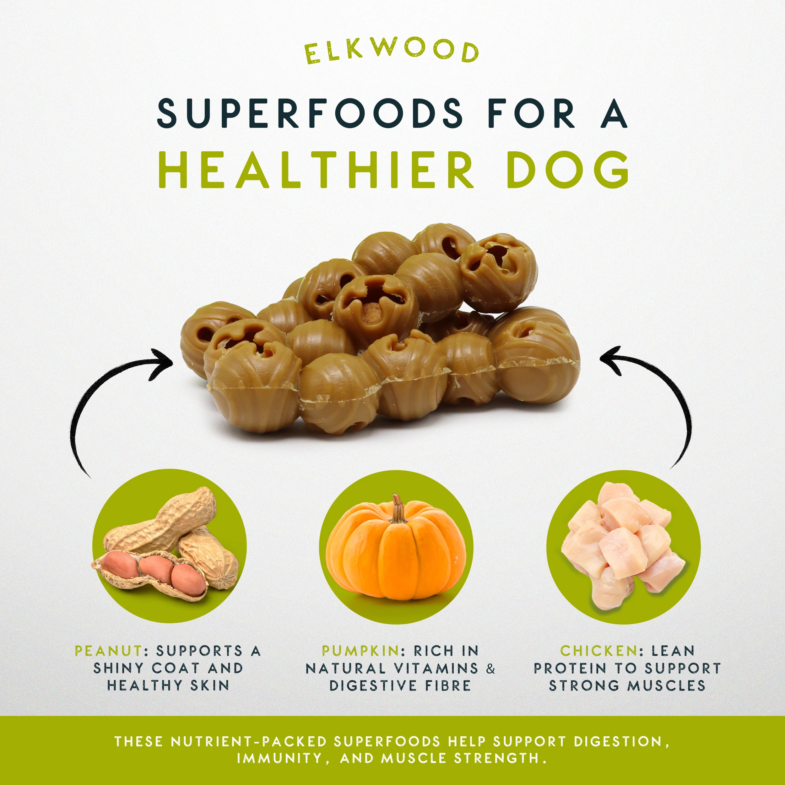 Elkwood Rattlesnaps Peanut & Pumpkin Dental Chew with Chicken | 4-Pack - Image 4