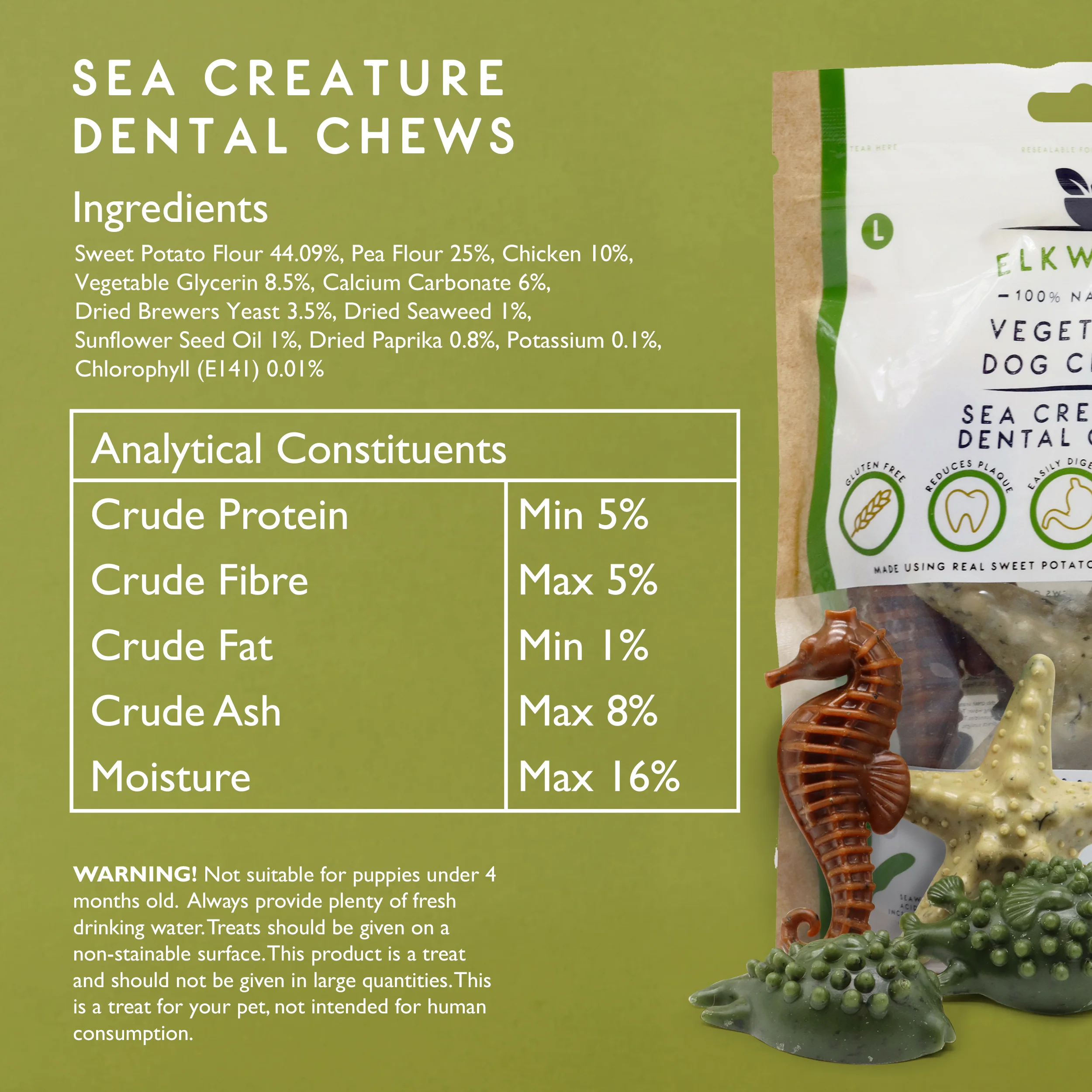 Elkwood Seaweed & Vegetable Dental Dog Chews | Large - Image 7