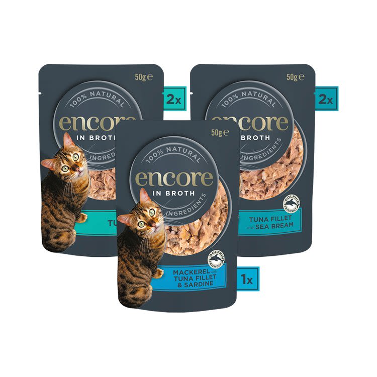 Encore Adult Wet Cat Food Pouches - Fish Selection in Broth - Image 5